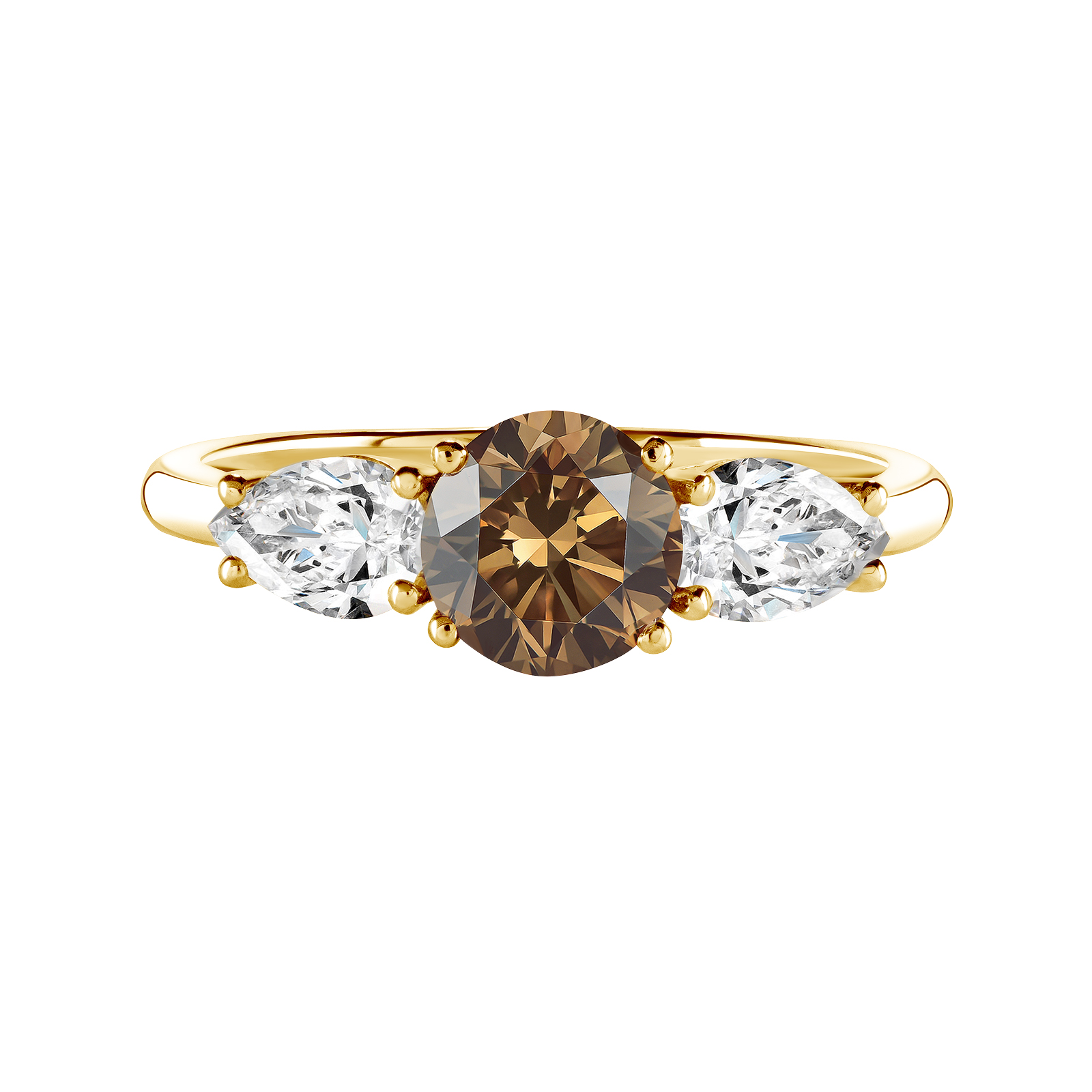 Ring Yellow gold Chocolate Diamond and diamonds Lady Duo de Poires 1