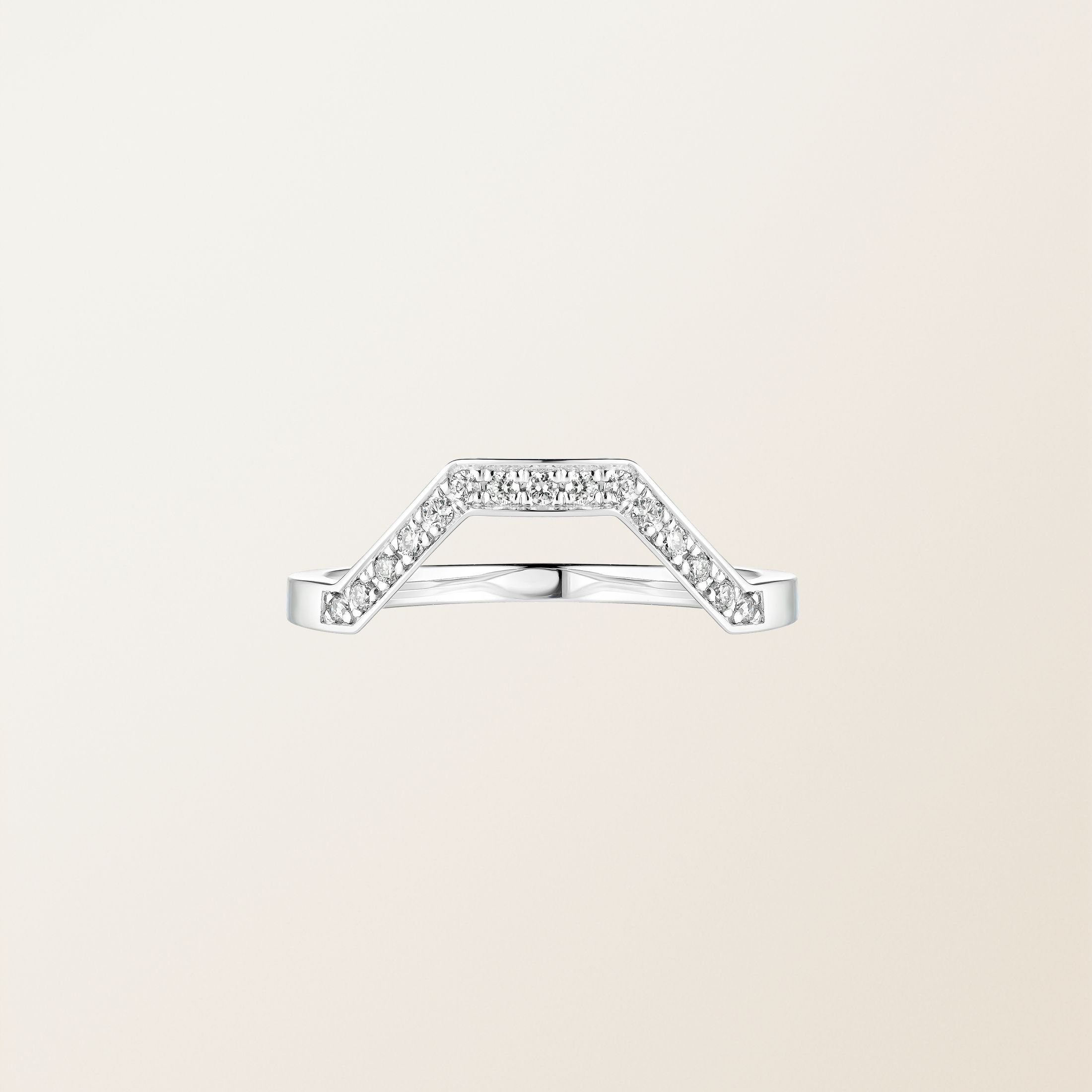 Alliance Or blanc Diamant Art Déco 6 mm
