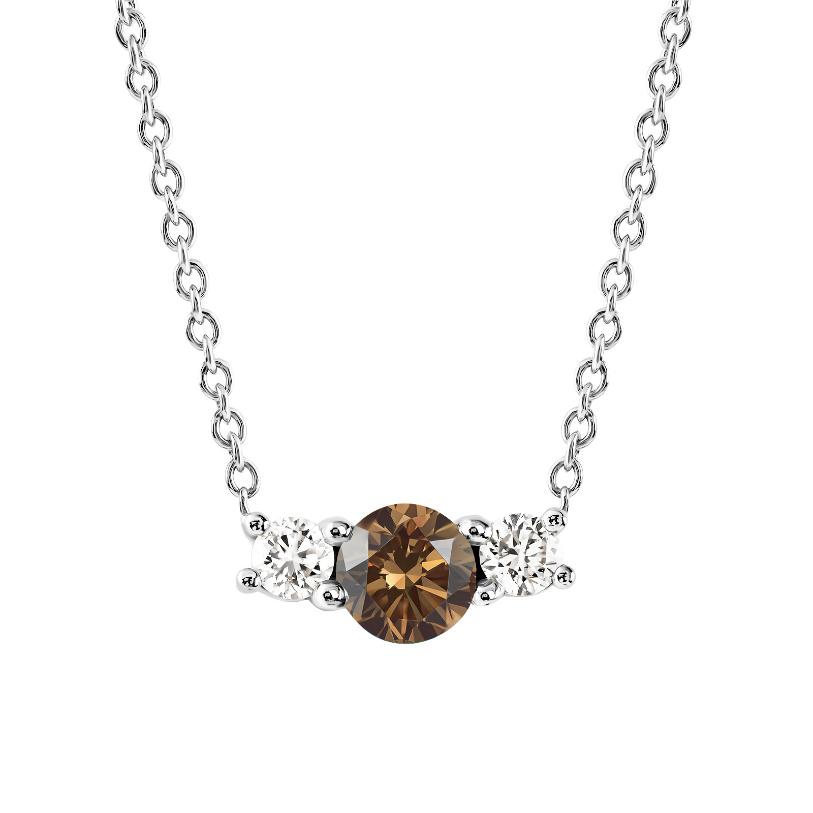 Pendentif Or blanc Diamant Chocolat et diamants Lady Duo 1