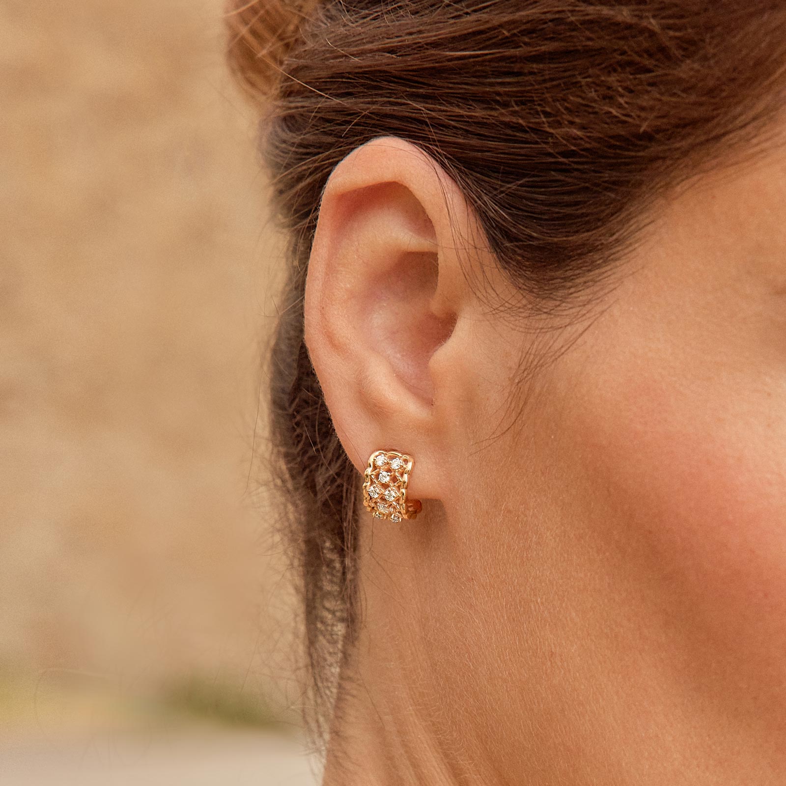 Earrings Rose and yellow gold Diamond RétroMilano 3