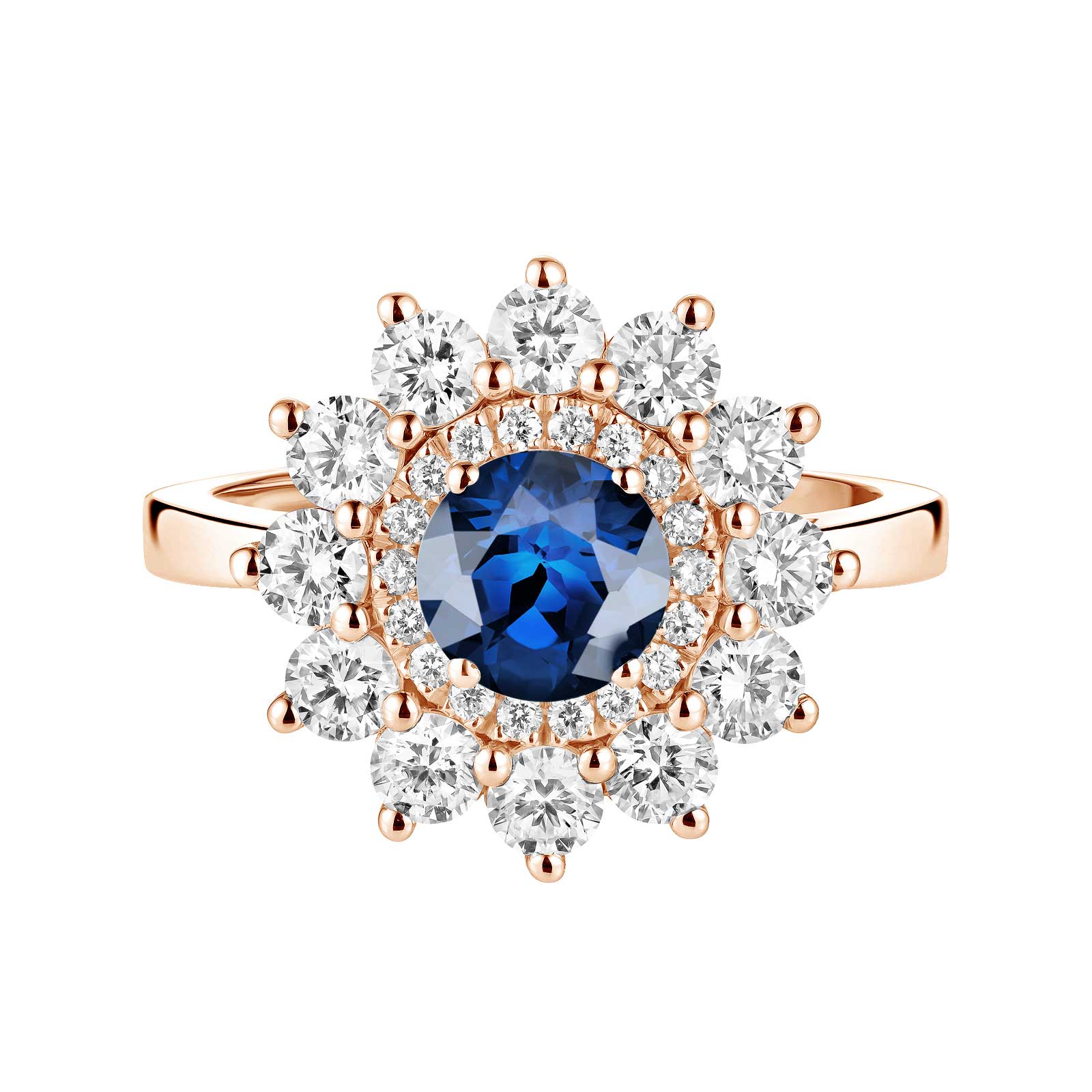 Ring Rose gold Sapphire and diamonds Lefkos 6 mm 1