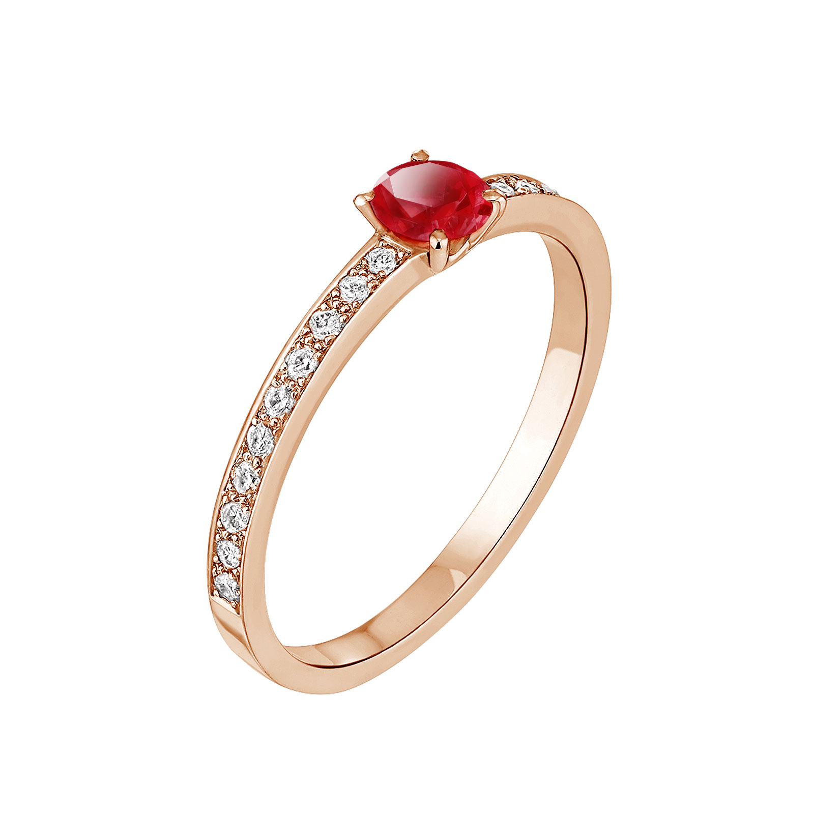 Ring Rose gold Ruby and diamonds Milady 1