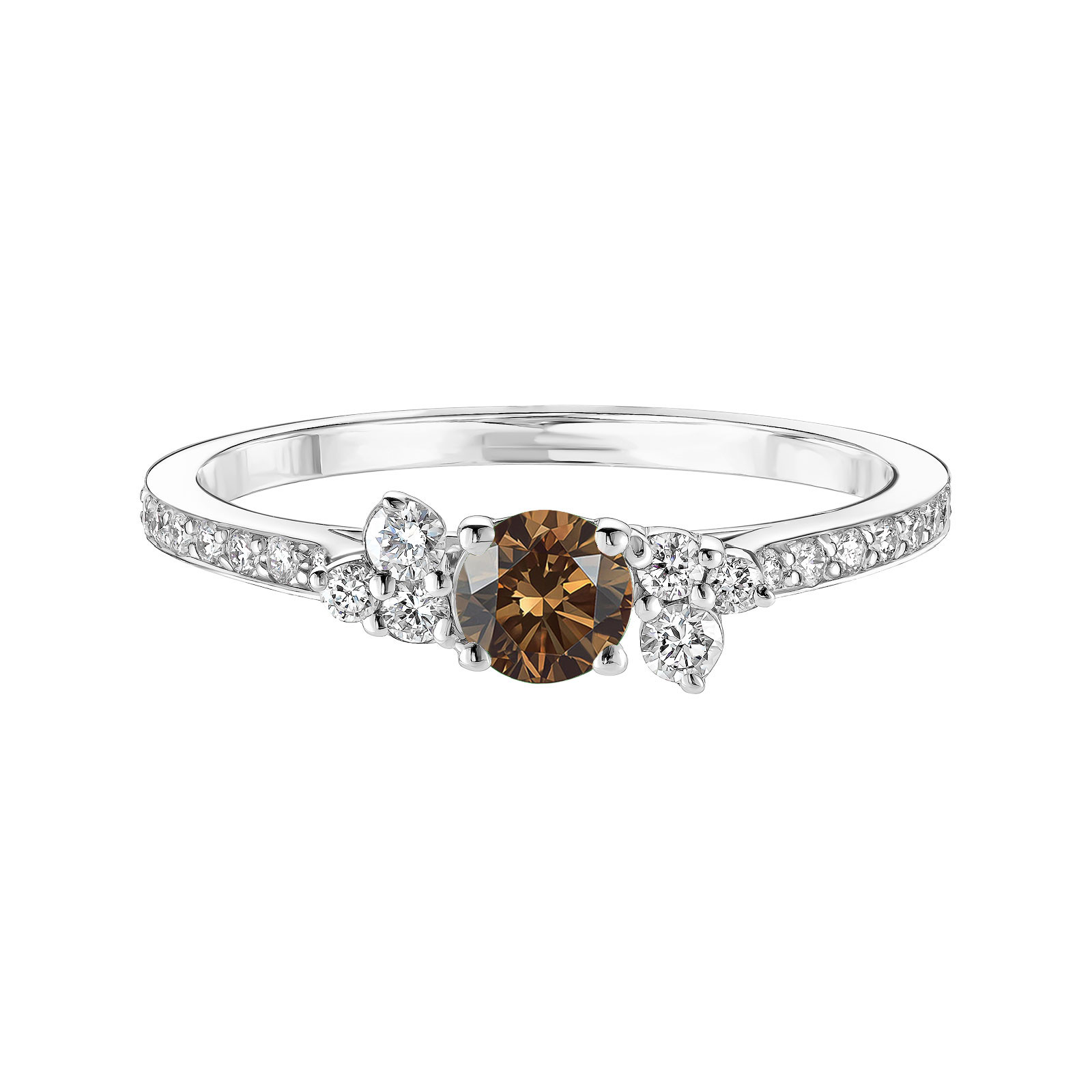 Ring Weißgold Diamant-Schokolade und diamanten Baby EverBloom Pavée 1