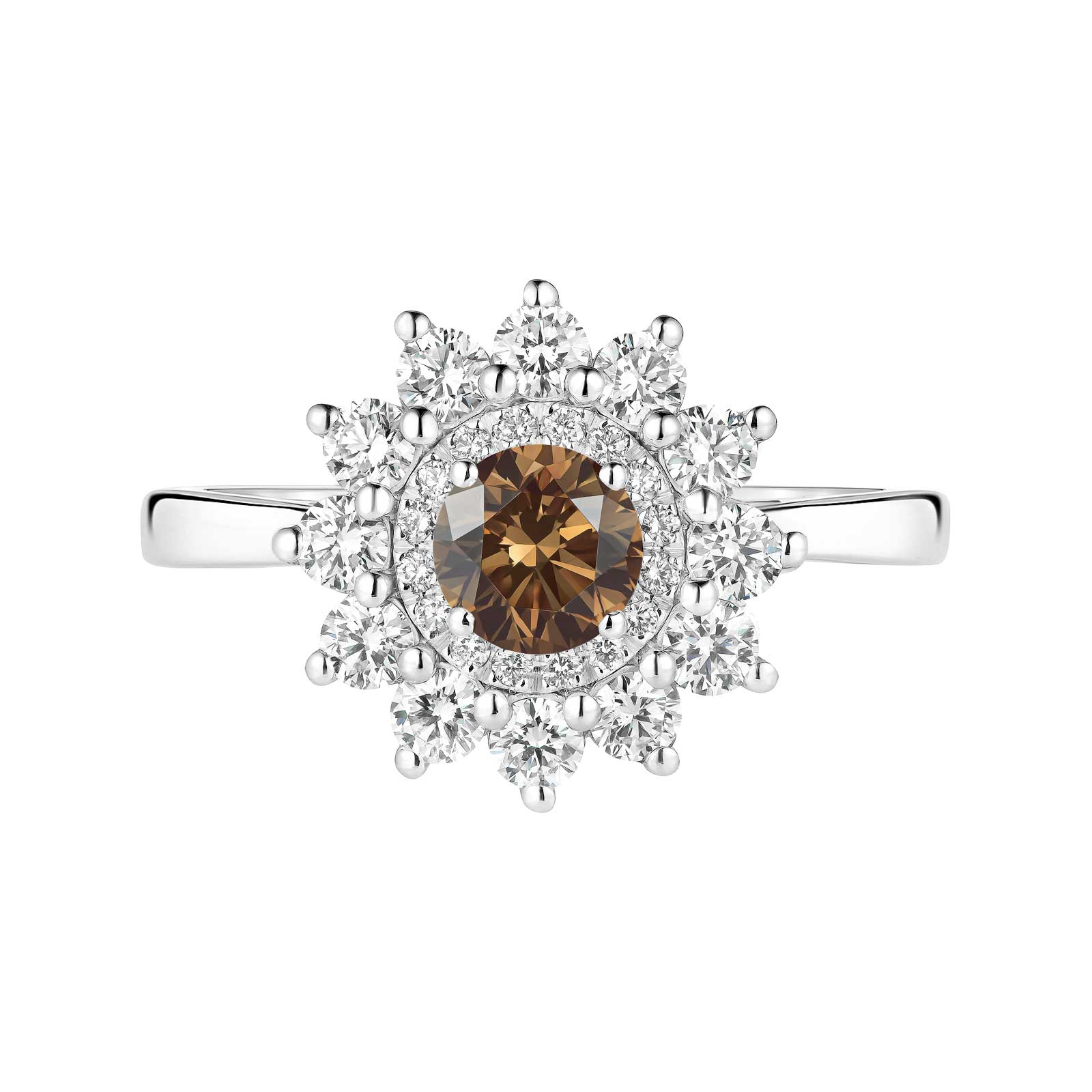 Ring Weißgold Diamant-Schokolade und diamanten Lefkos 5 mm 1