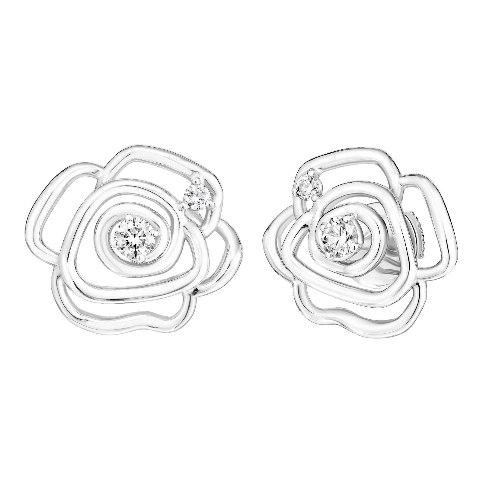 Boucles d'oreilles Or blanc Diamant PrimaRosa Duo M 1