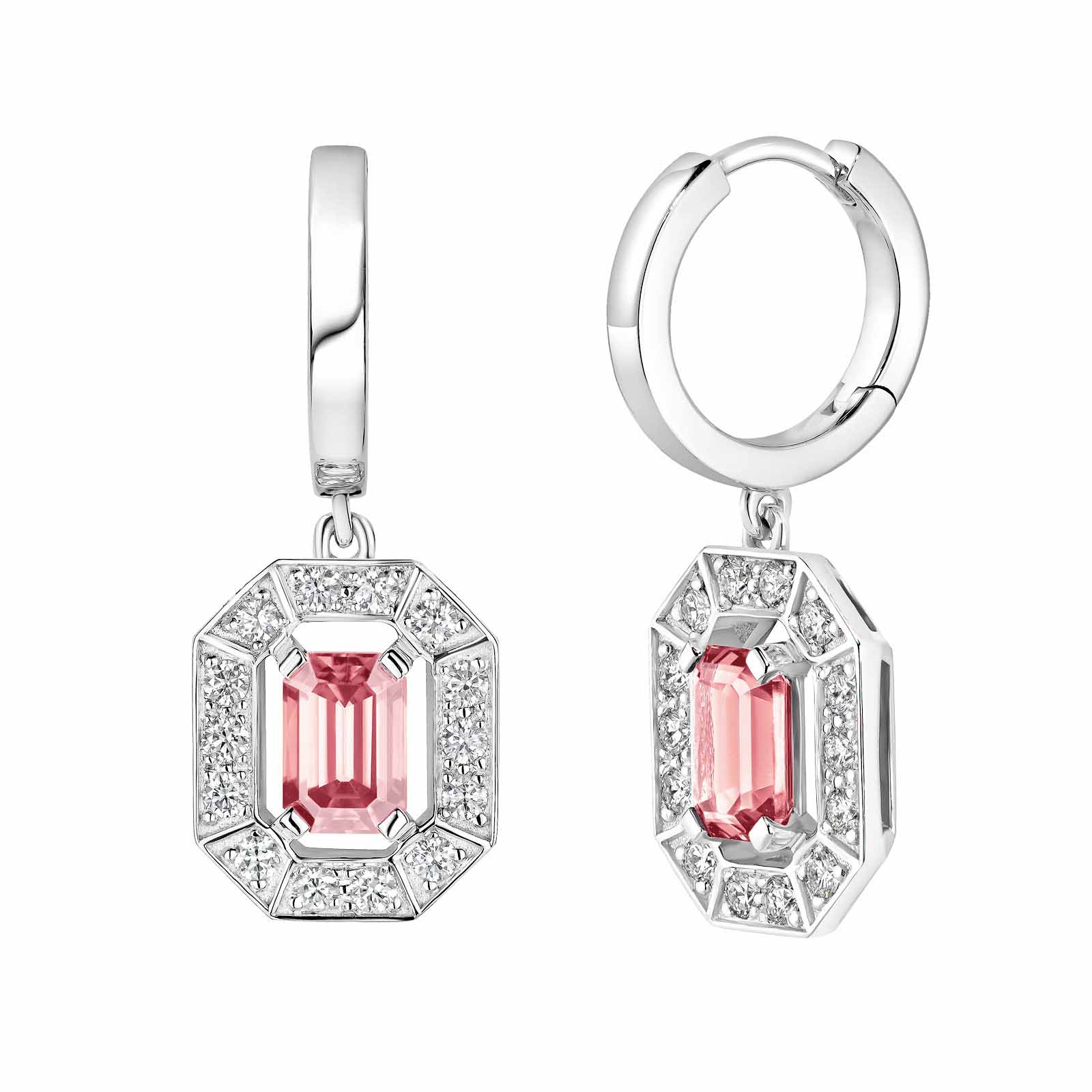 Earrings White gold Tourmaline and diamonds Art Déco 1