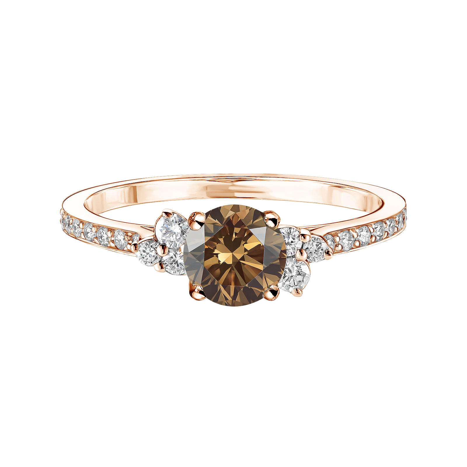 Ring Roségold Diamant-Schokolade und diamanten Baby EverBloom 5 mm Pavée 1