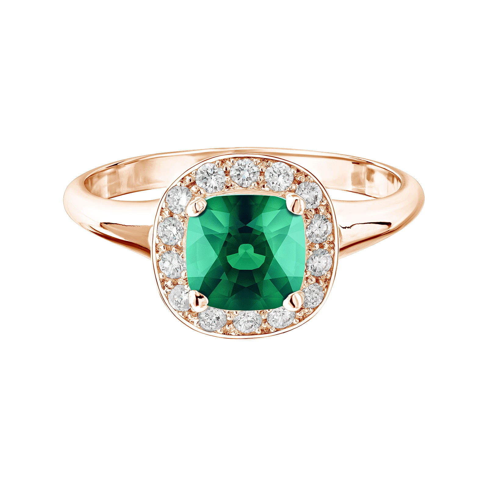 Ring Roségold Smaragdgrün und diamanten Mada 1