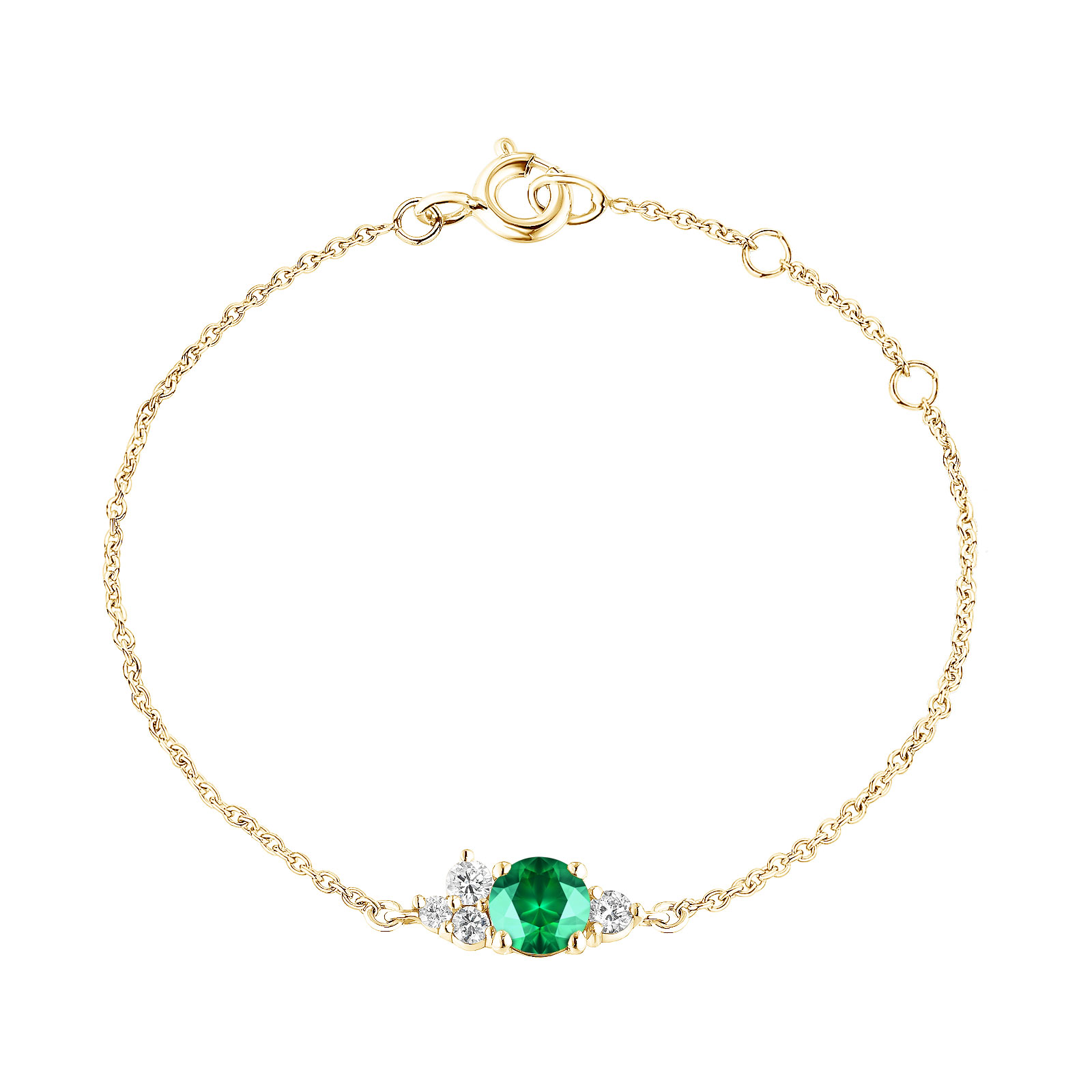 Bracelet Yellow gold Emerald and diamonds Baby EverBloom 1