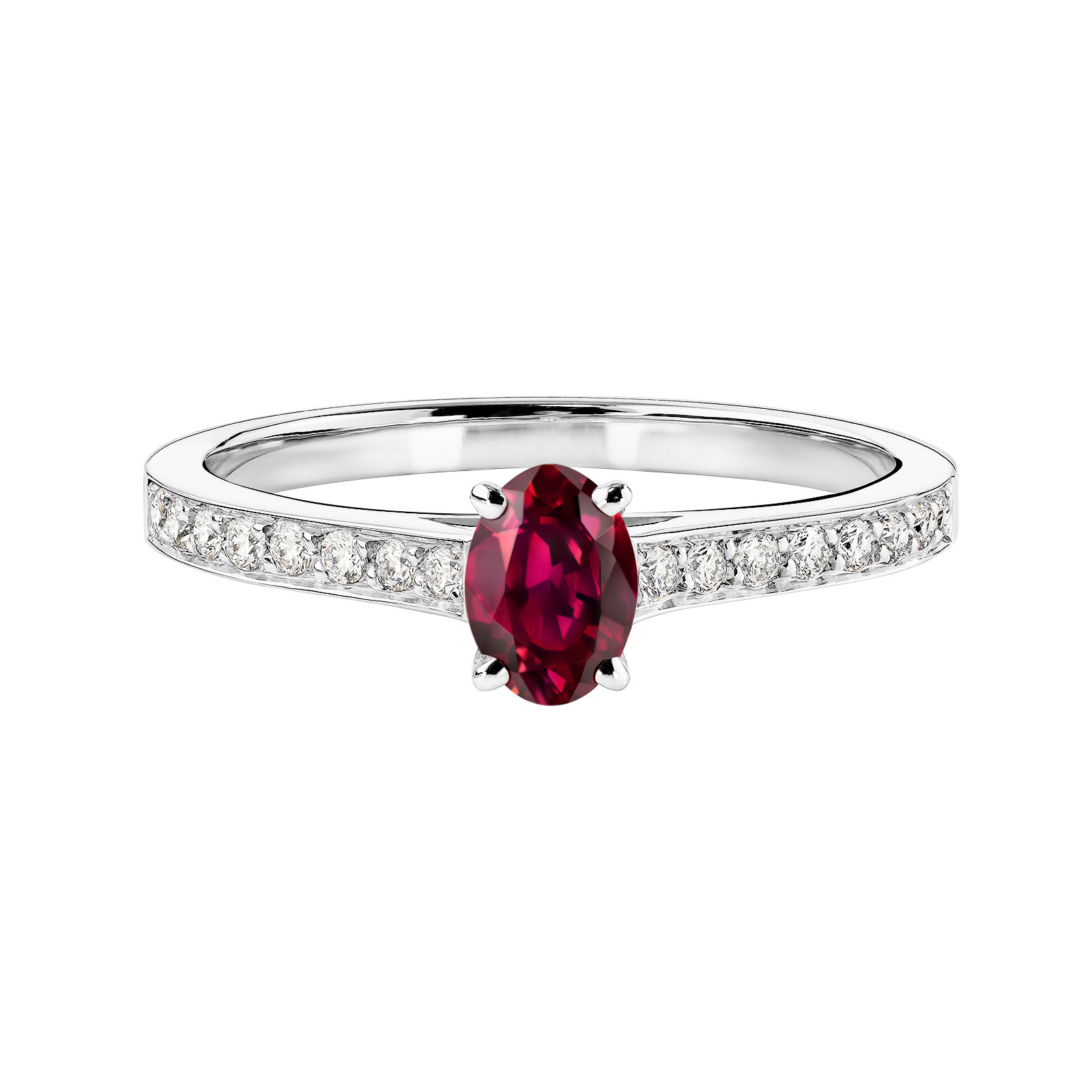 Bague Platine Rubis et diamants Lady Ovale Pavée 1