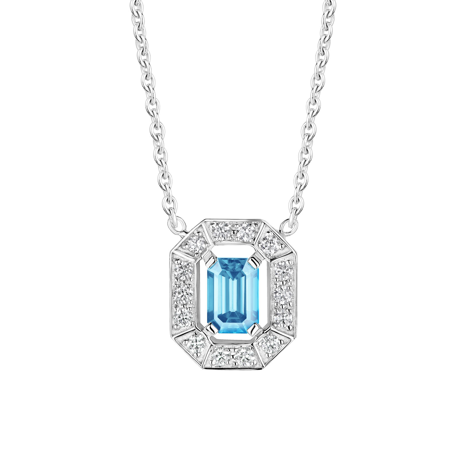 Pendentif Or blanc Topaze et diamants Art Déco 1