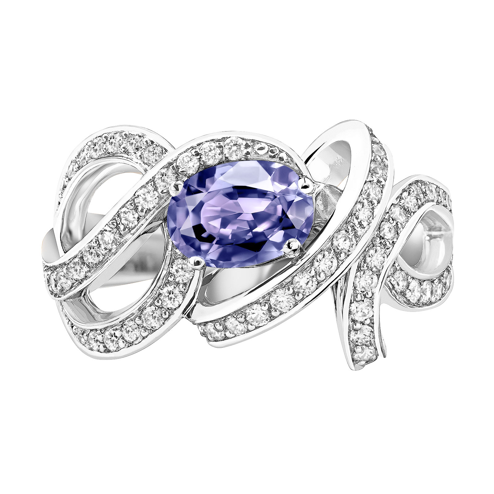 Ring White gold Tanzanite and diamonds Olympia 1