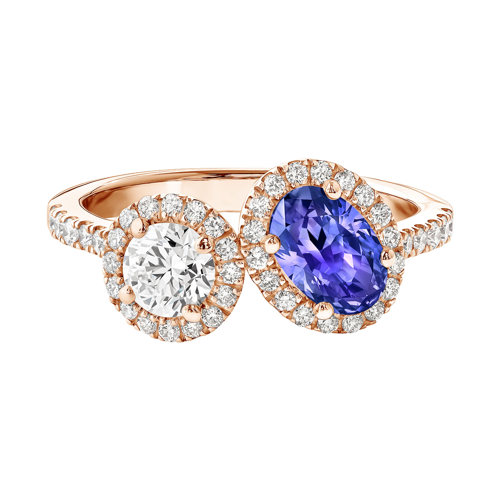 Bague Or rose Tanzanite et diamants AlterEgo Ovale L 1