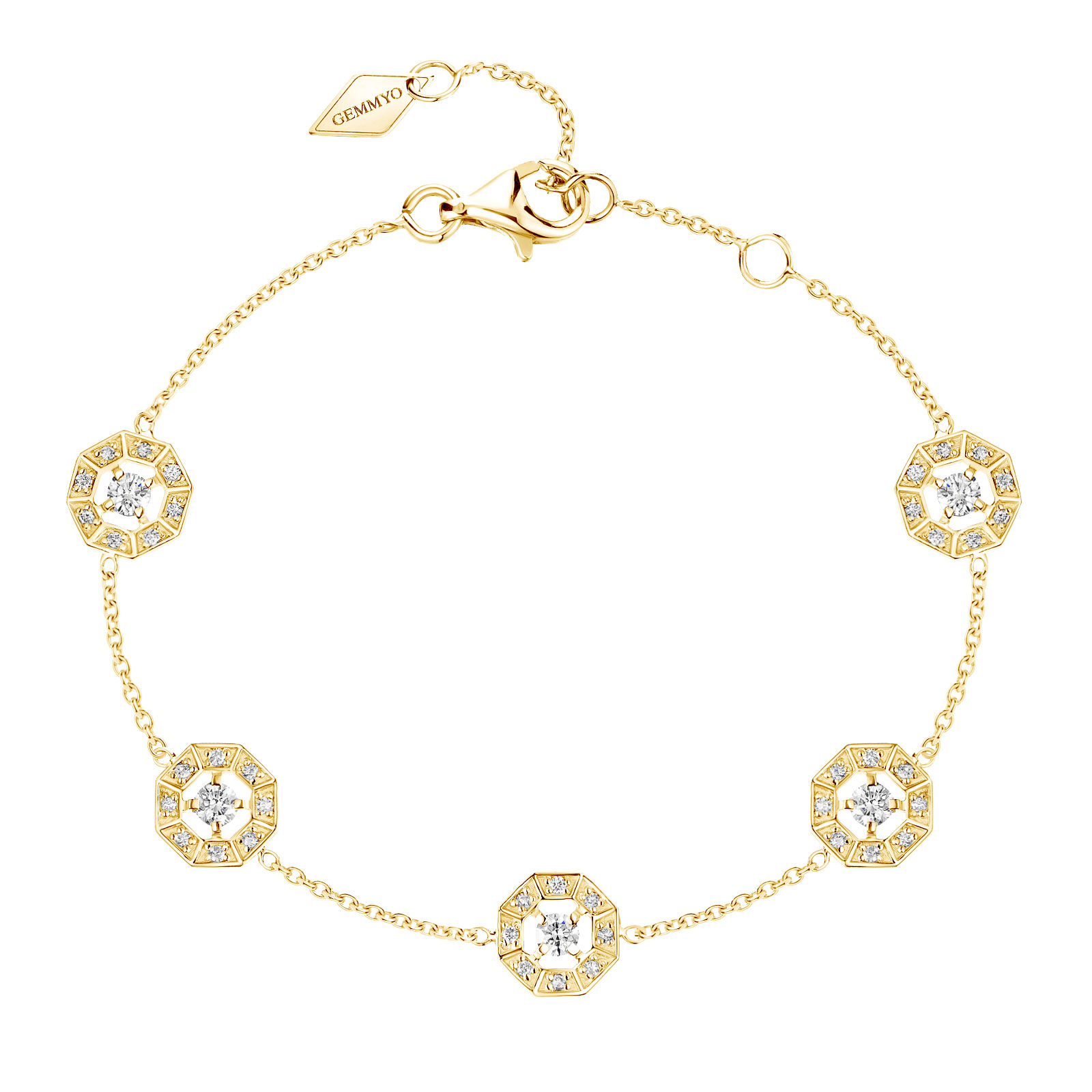 Bracelet Or jaune Diamant Art Déco multi-motifs 1