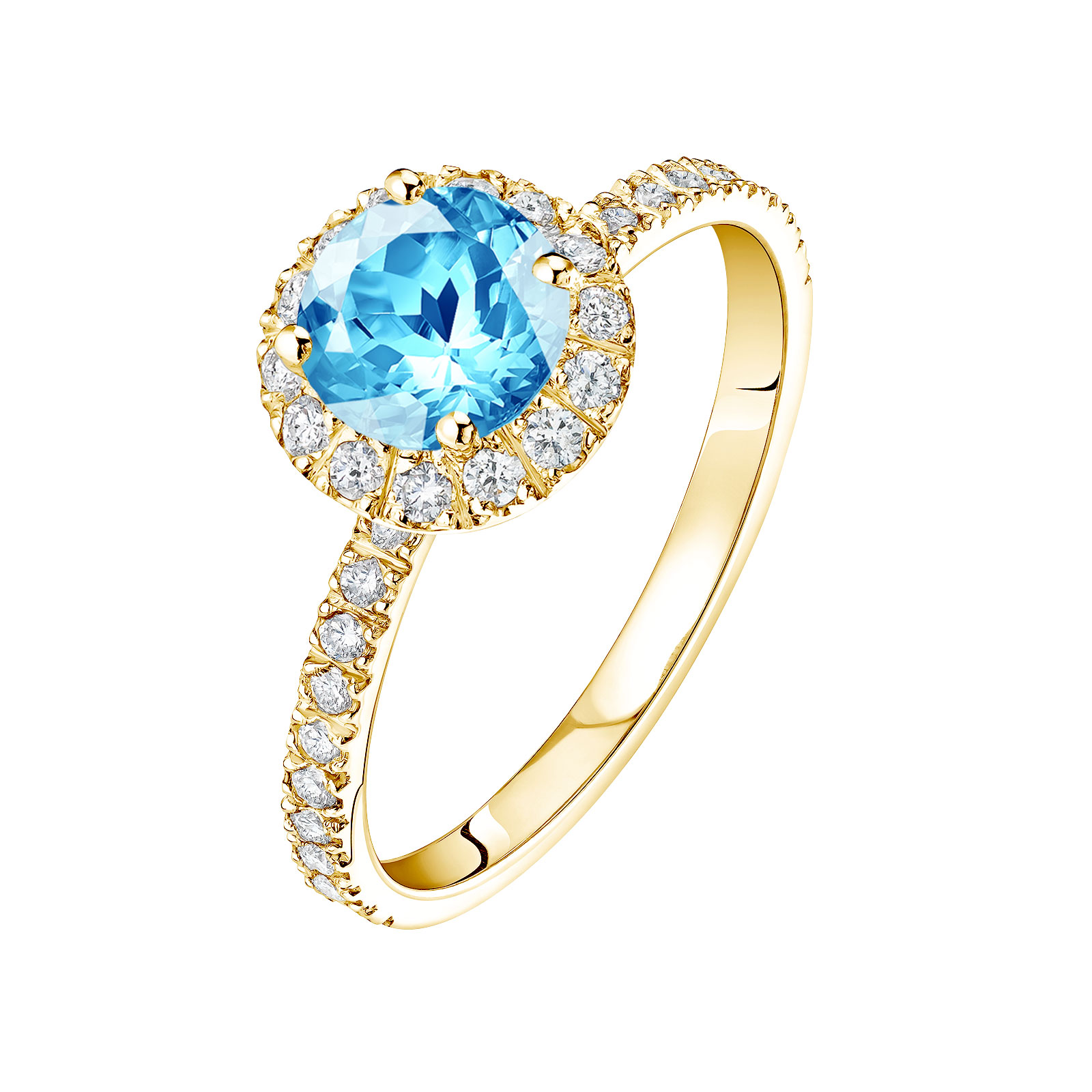 Bague Or jaune Topaze et diamants Rétromantique L Pavée 1