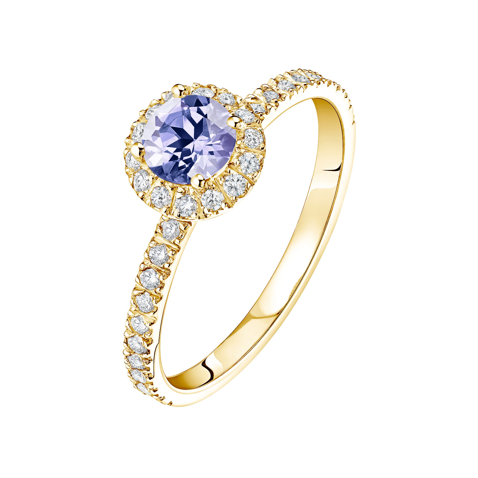 Ring Gelbgold Tansanit und diamanten Rétromantique M Pavée 1