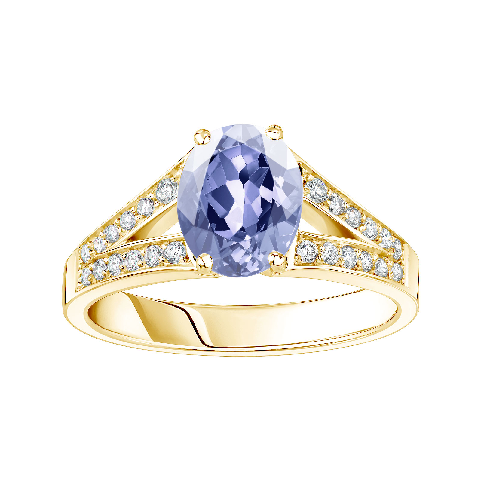 Ring Gelbgold Tansanit und diamanten Rétromantique Tiare Pavée 1