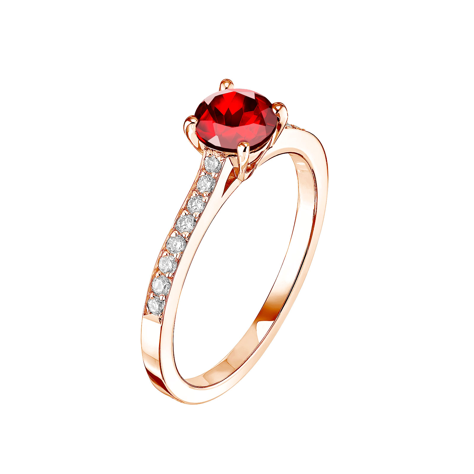 Ring Rose gold Garnet and diamonds Lady Pavée 1