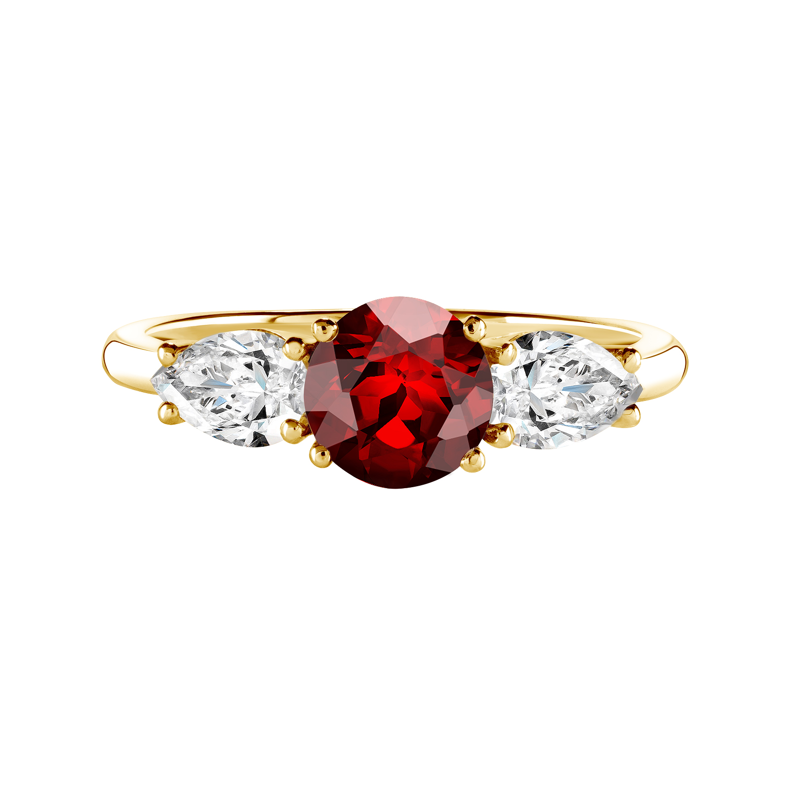 Ring Yellow gold Garnet and diamonds Lady Duo de Poires 1