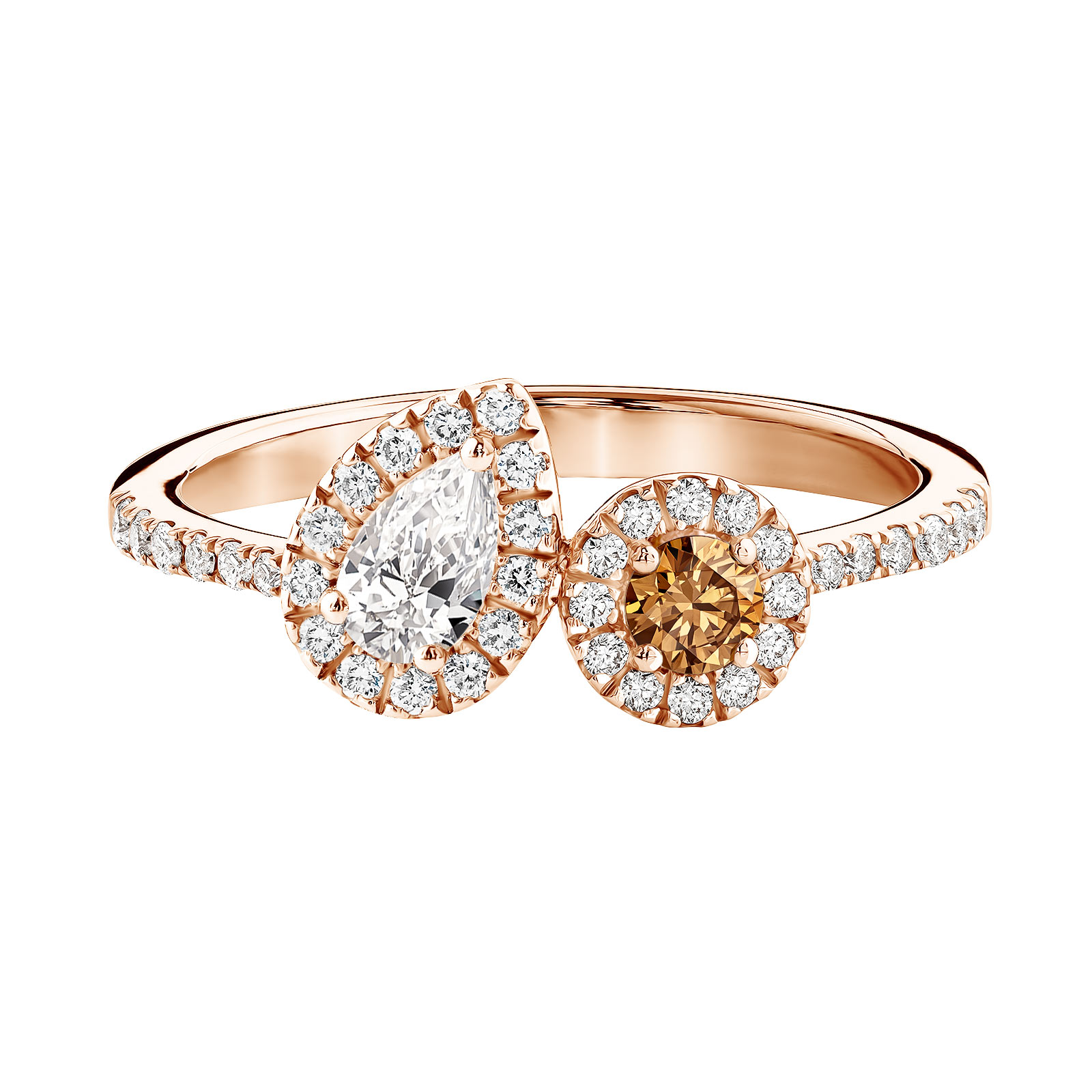 Ring Rose gold Cognac Diamond and diamonds AlterEgo Poire 1