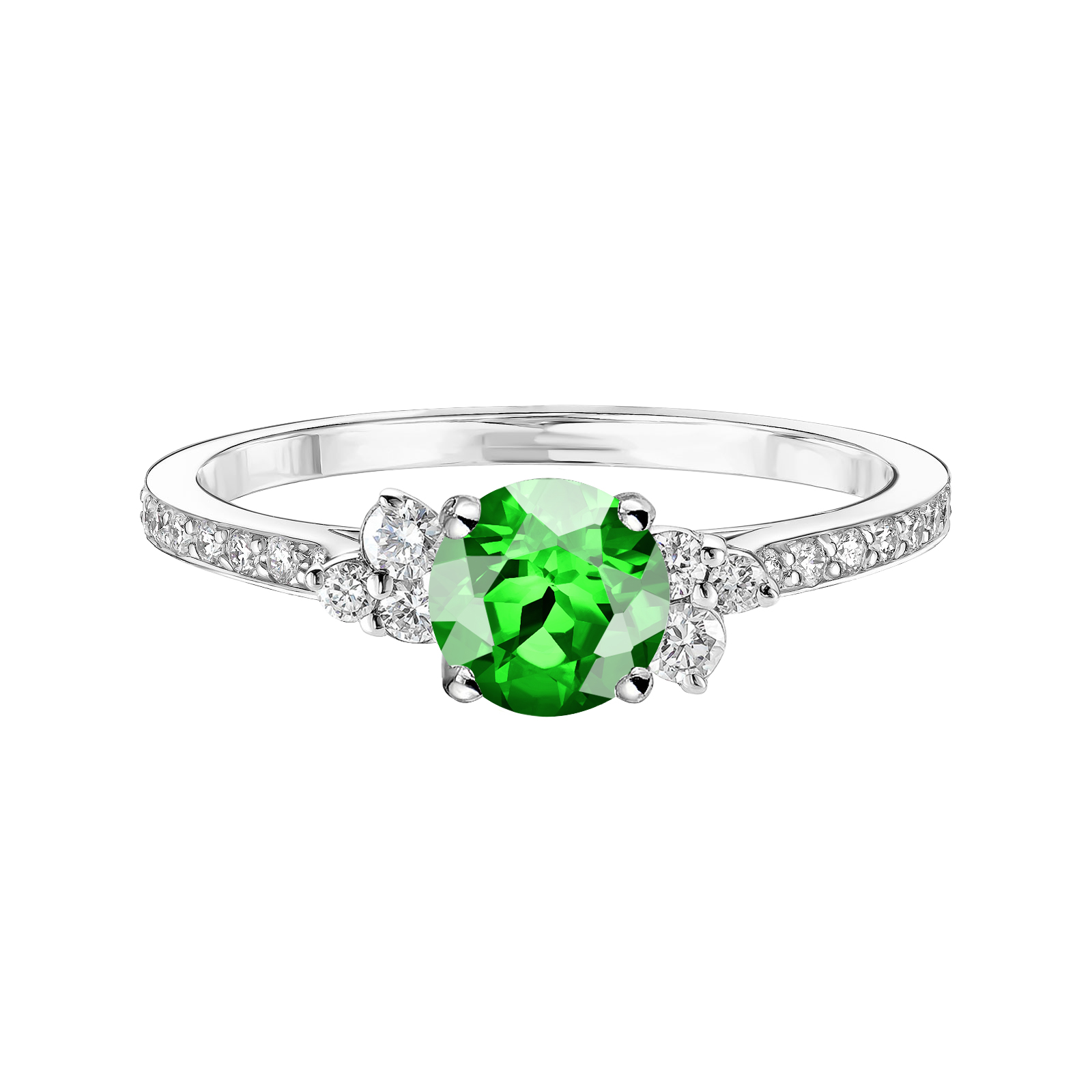Ring White gold Tsavorite and diamonds Baby EverBloom 5 mm Pavée 1