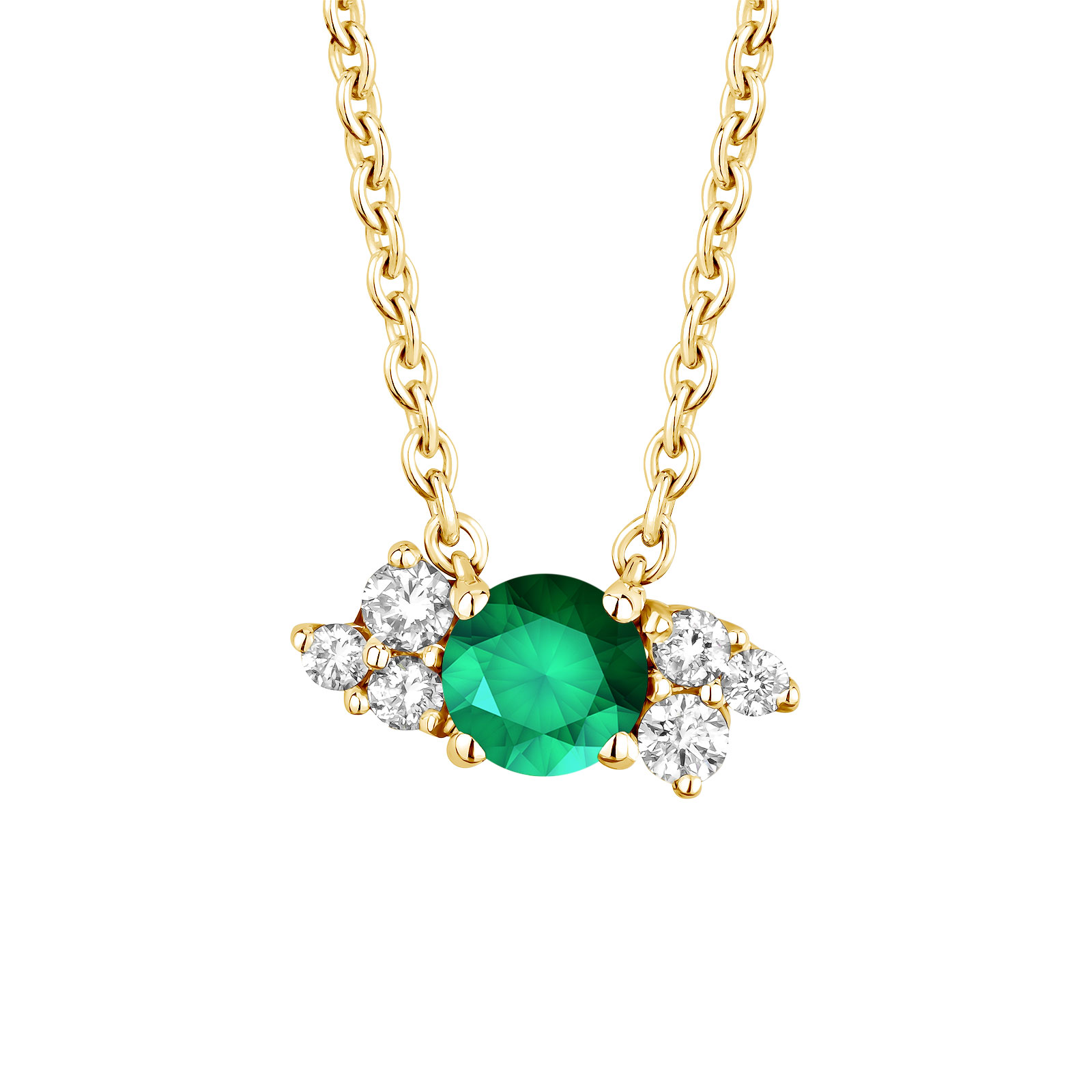 Pendant Yellow gold Emerald and diamonds Baby EverBloom 1