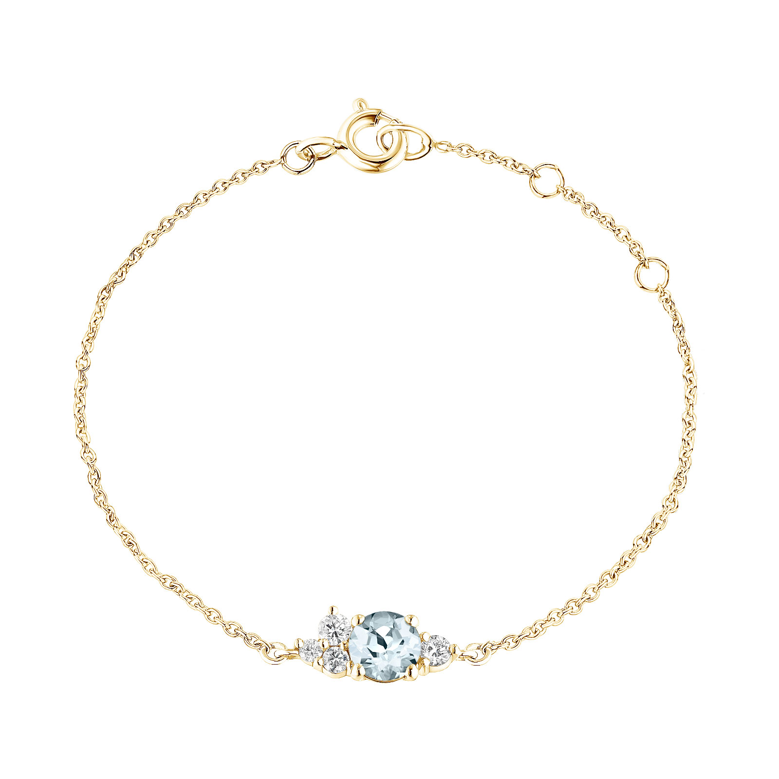 Bracelet Yellow gold Aquamarine and diamonds Baby EverBloom 1