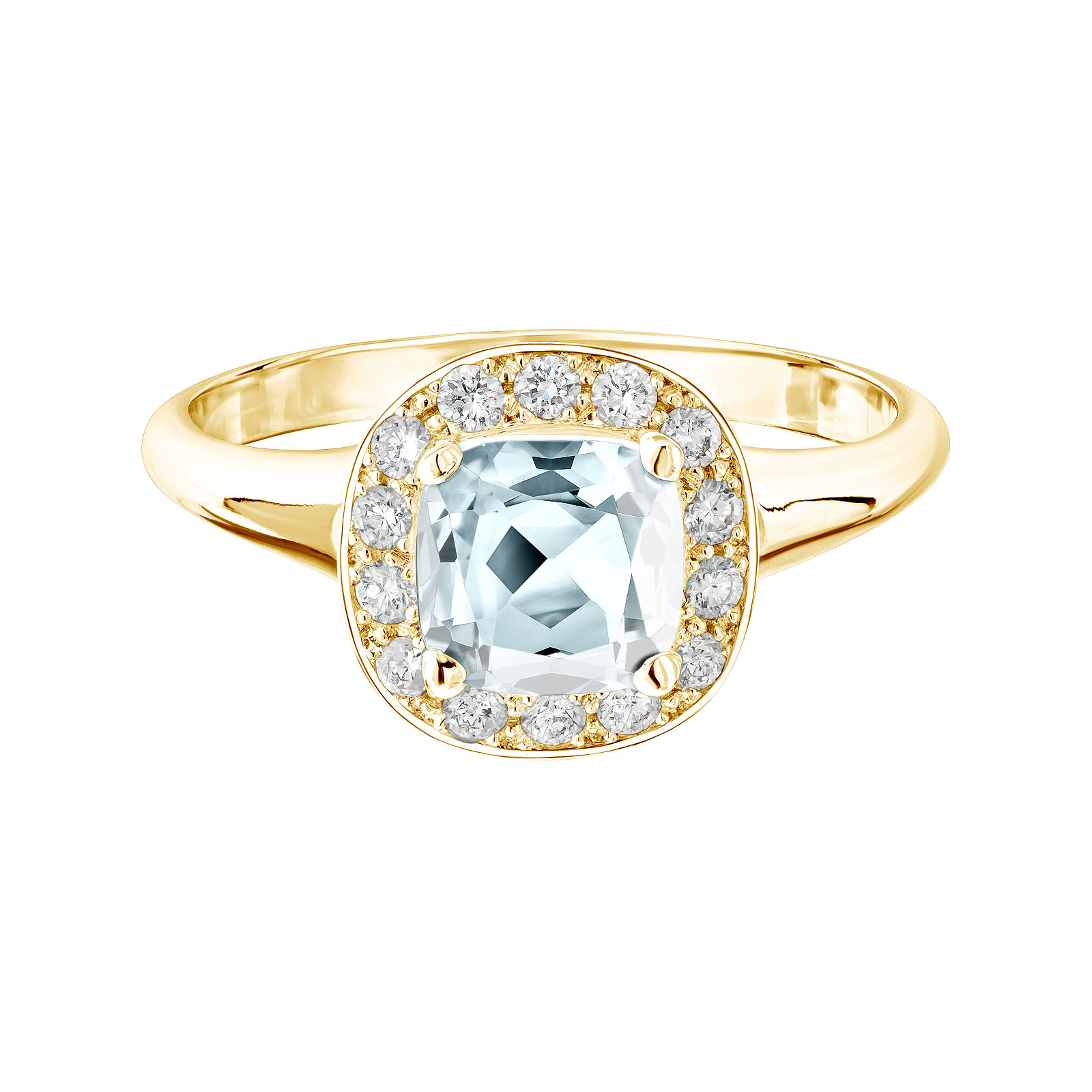 Ring Yellow gold Aquamarine and diamonds Mada 1