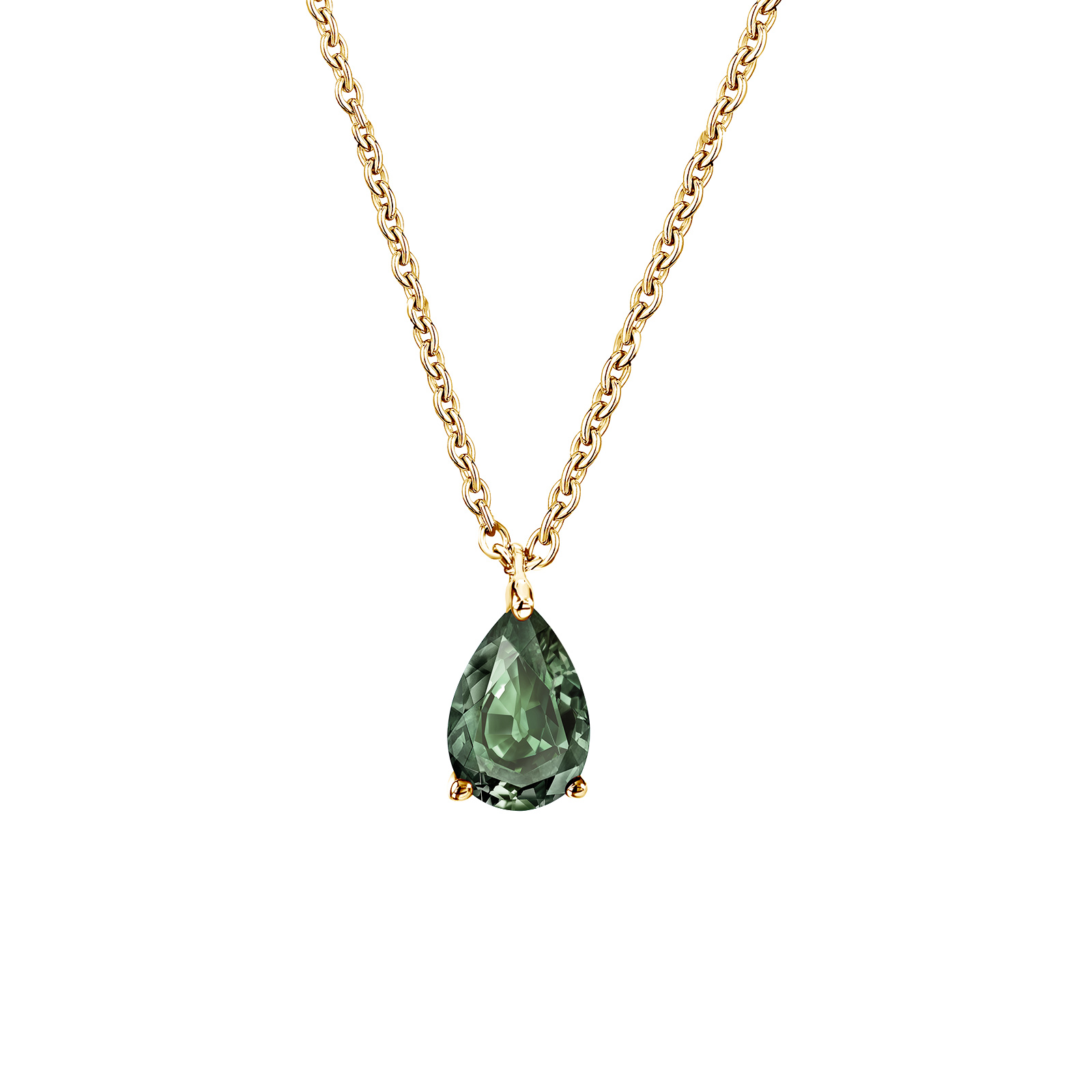 Pendentif Or jaune Saphir Vert et diamants Lady Poire S 1