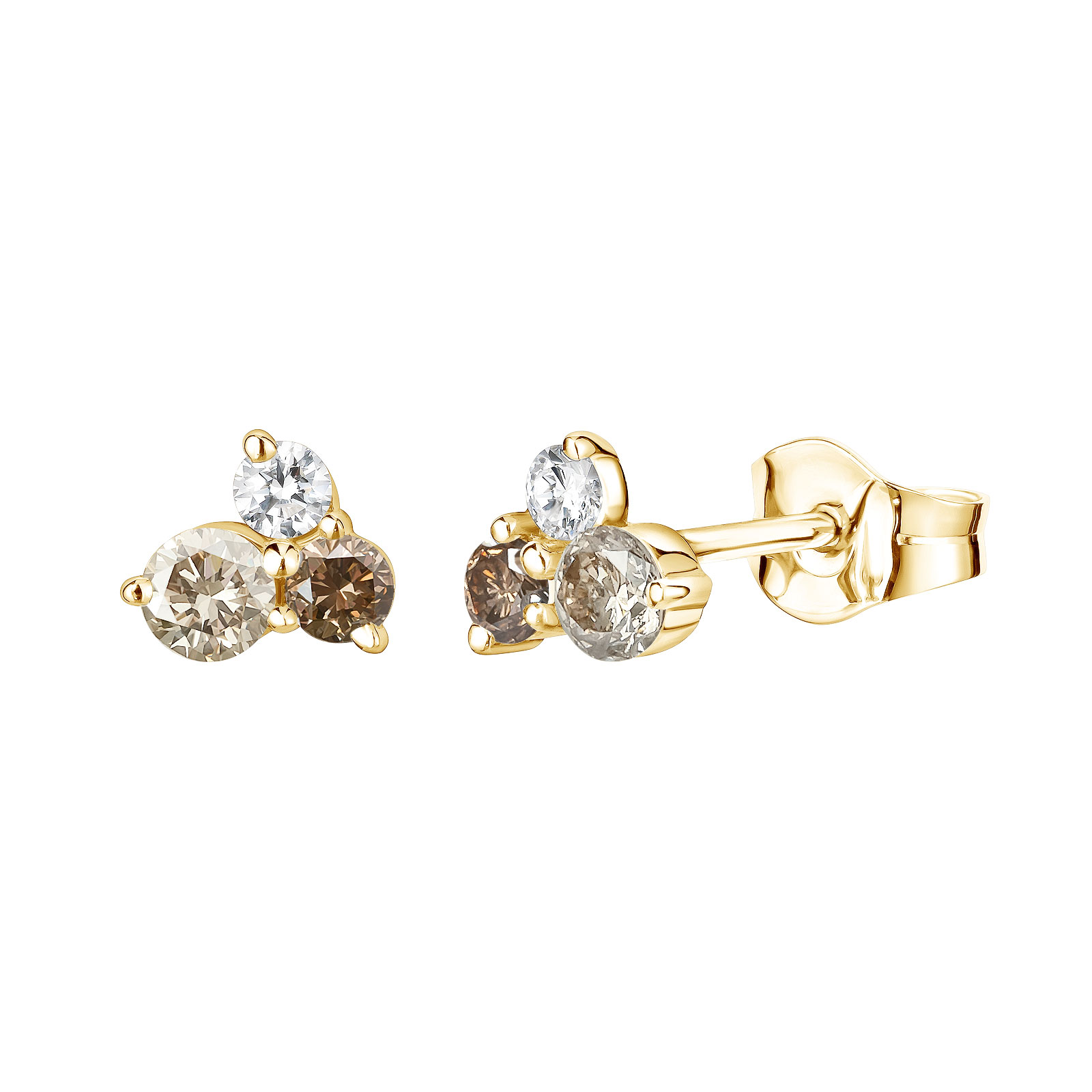 Earrings Yellow gold and diamonds Mini EverBloom Diamants Champagne & Chocolat 1