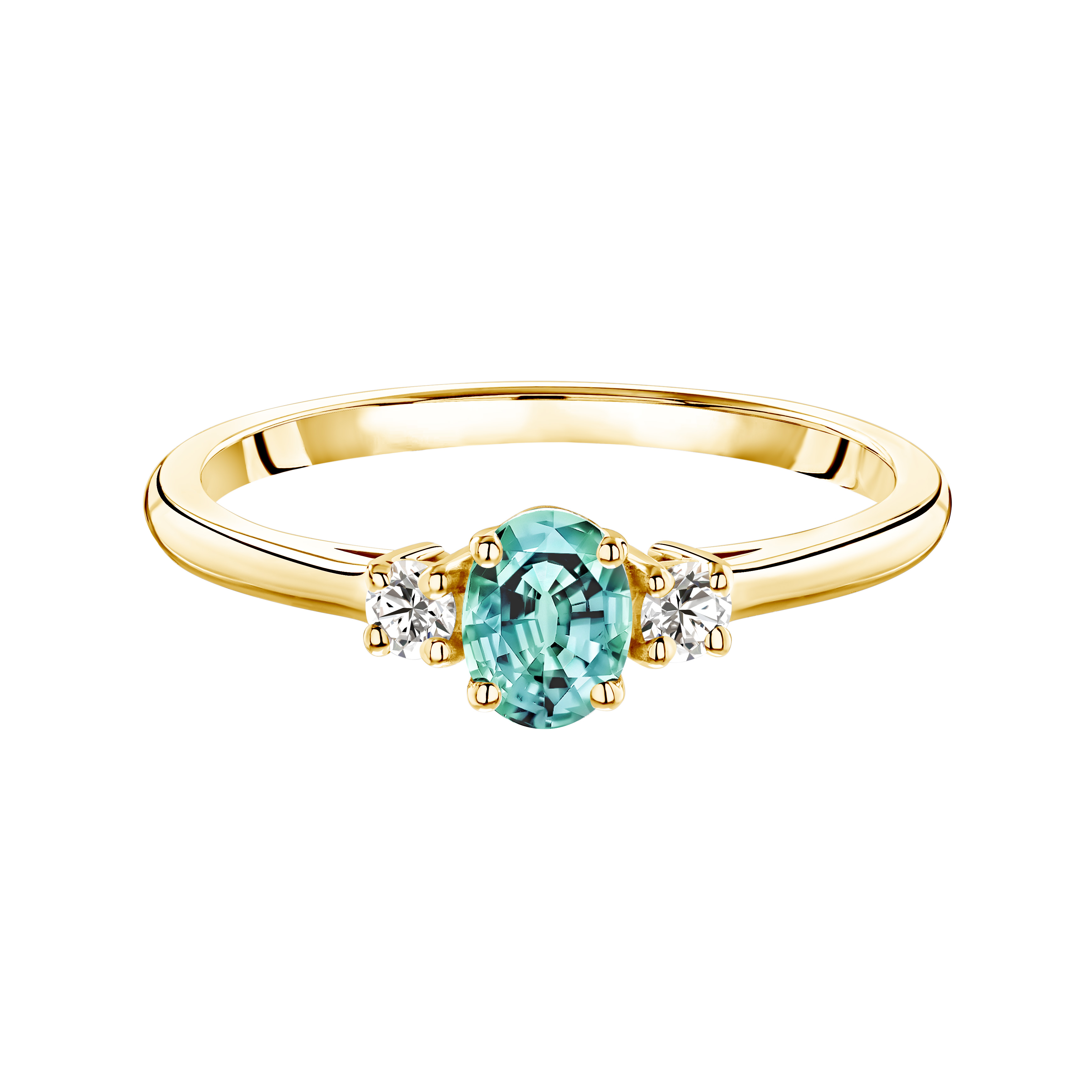 Ring Yellow gold Mint tourmaline and diamonds Baby Lady Duo Ovale 1