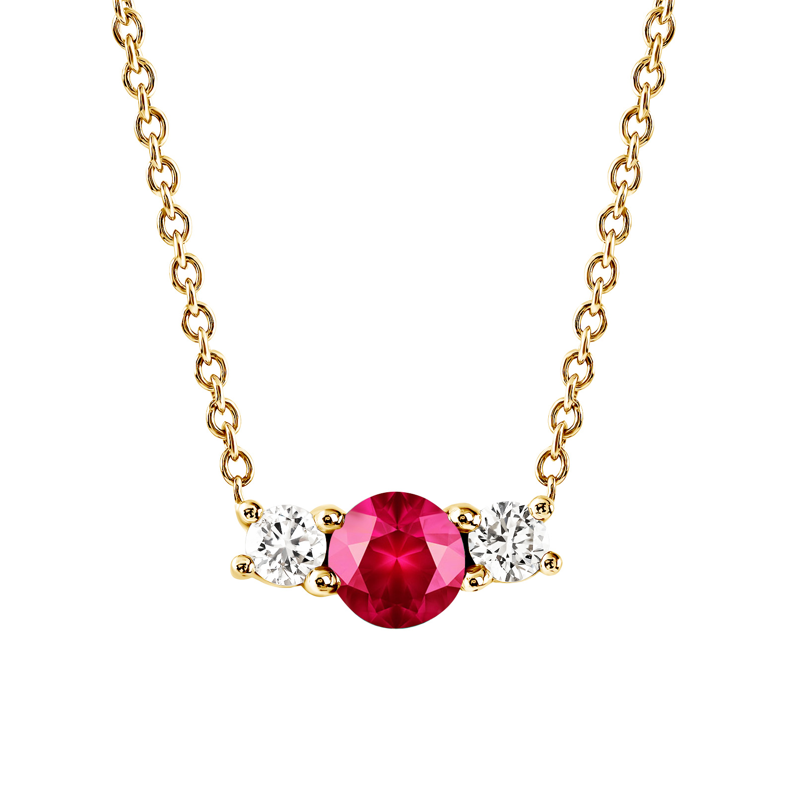 Pendant Yellow gold Ruby and diamonds Lady Duo 1