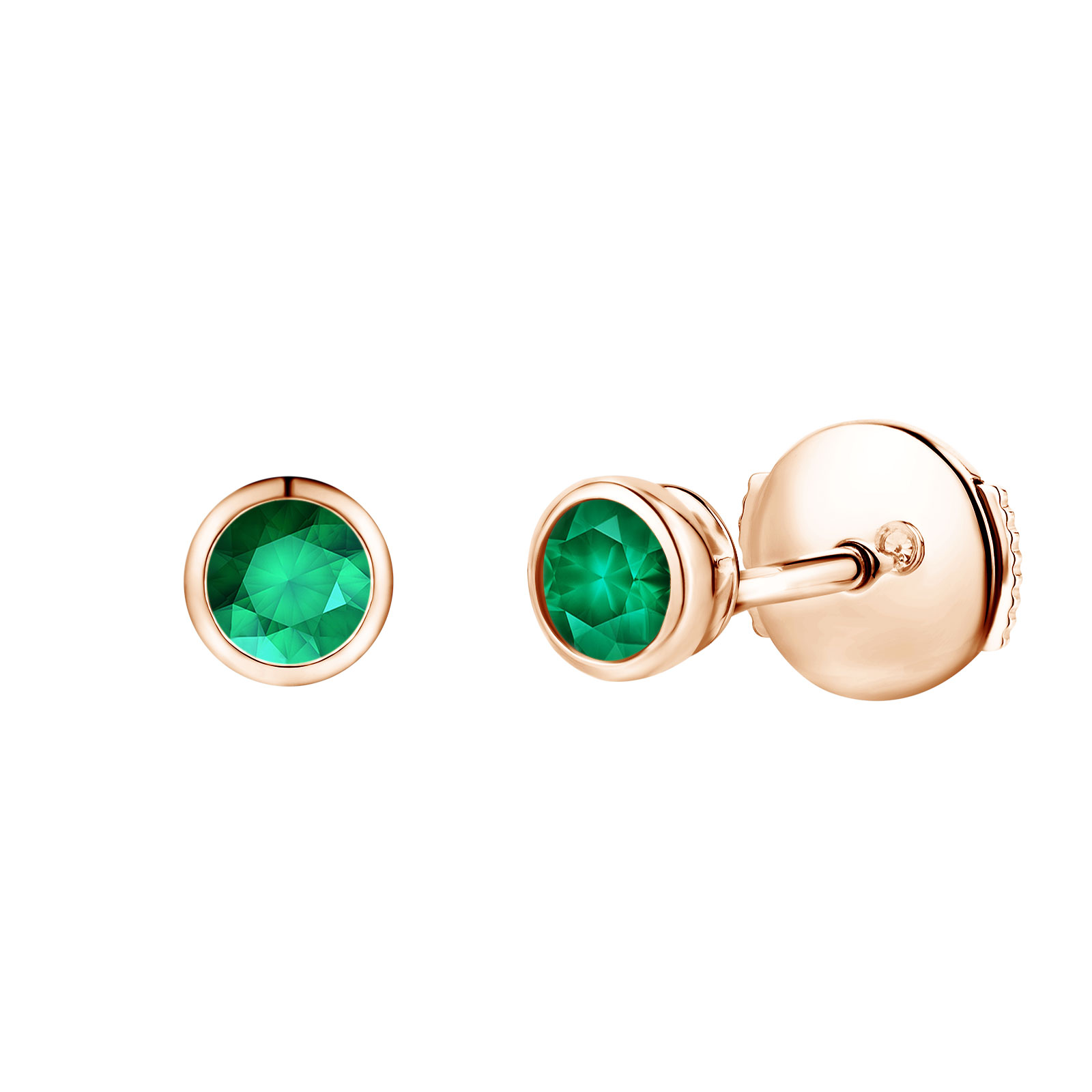 Earrings Rose gold Emerald Gemmyorama Solo 1