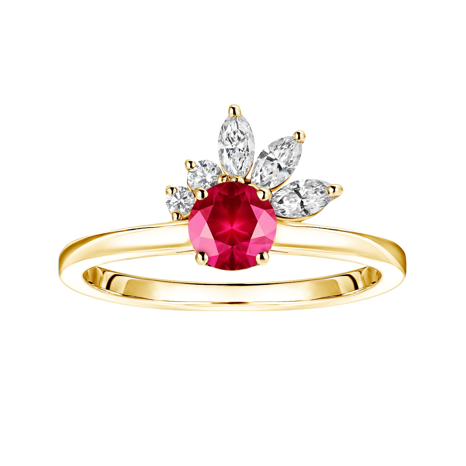 Ring Yellow gold Ruby and diamonds Little EverBloom 1