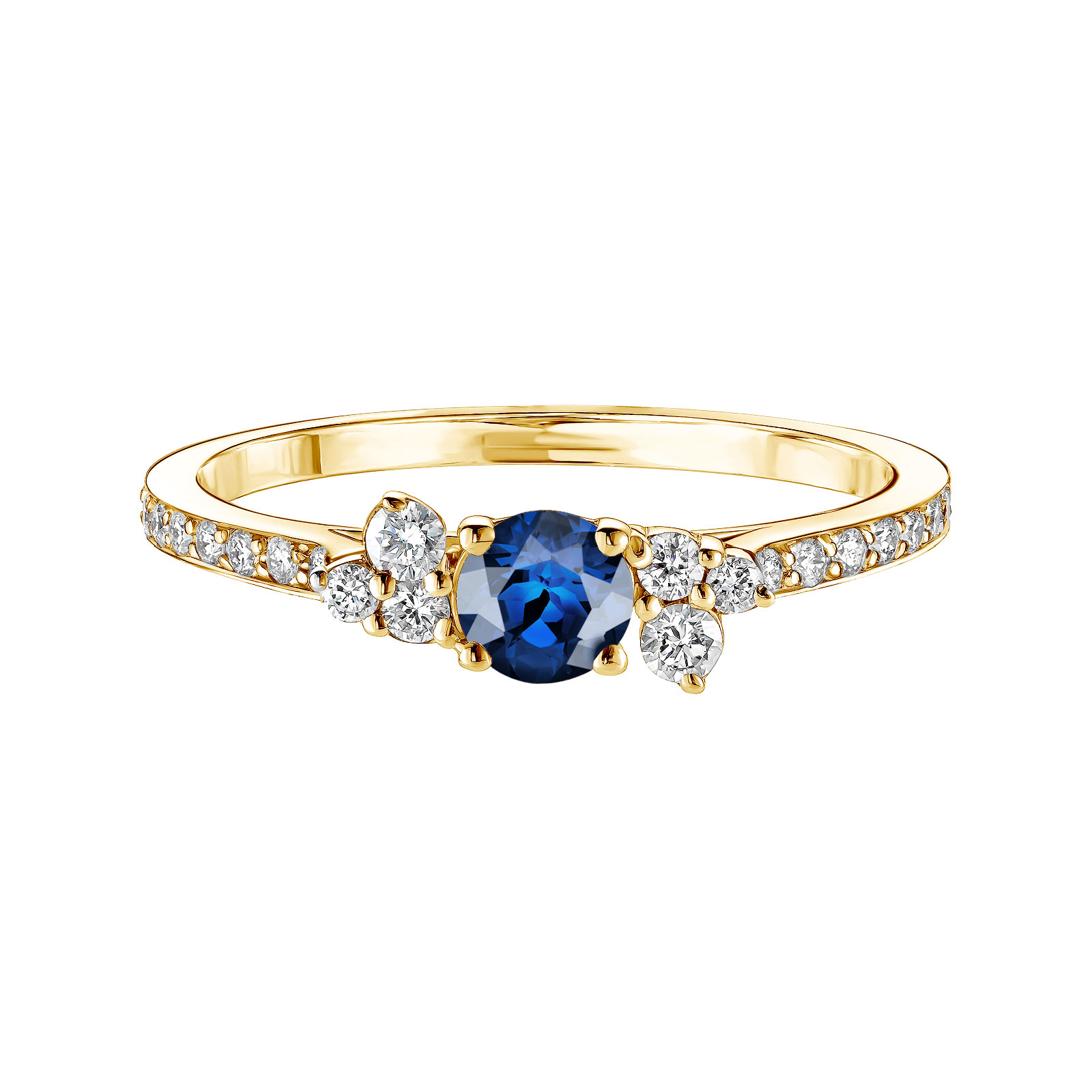 Ring Yellow gold Sapphire and diamonds Baby EverBloom Pavée 1