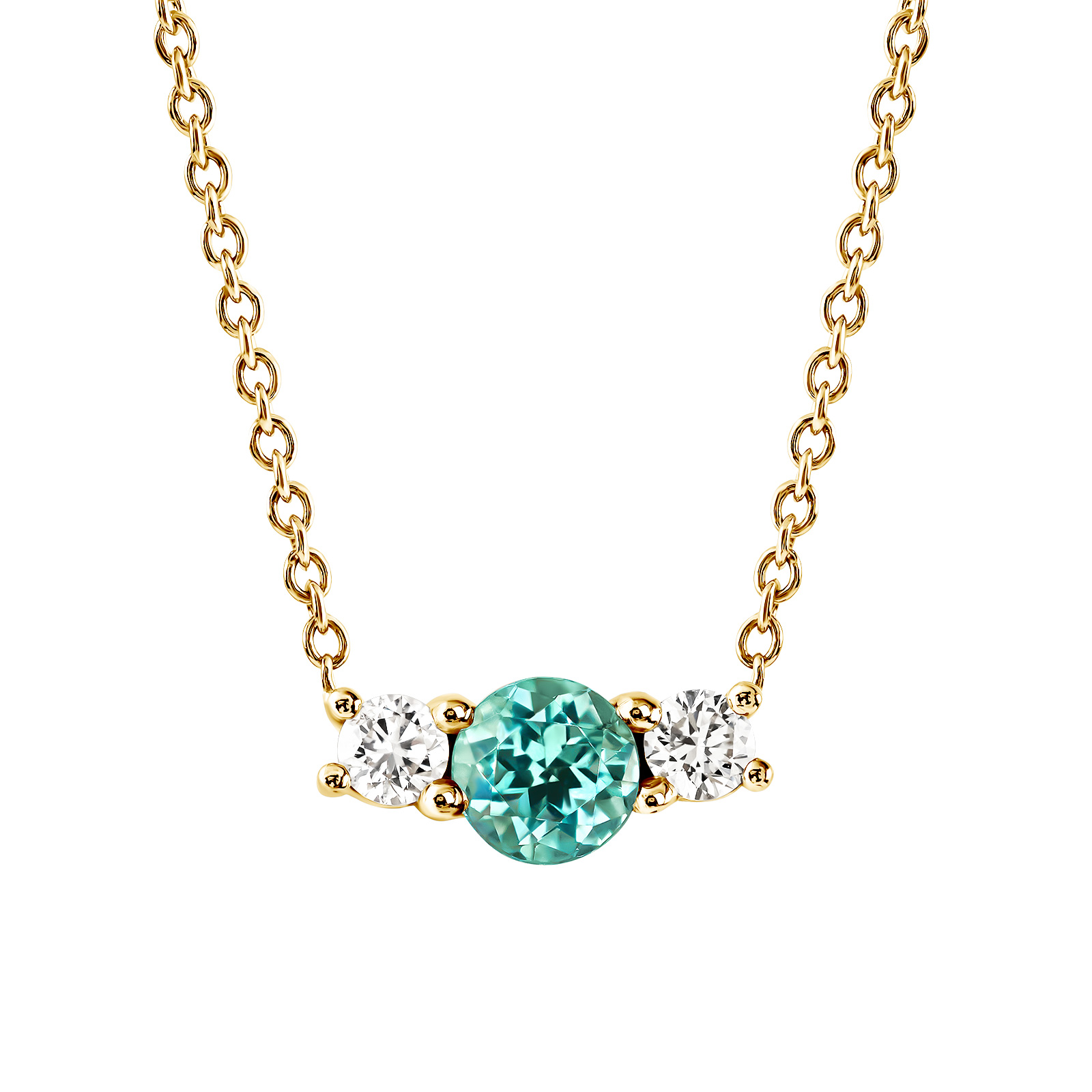 Pendentif Or jaune Tourmaline Mint et diamants Lady Duo 1