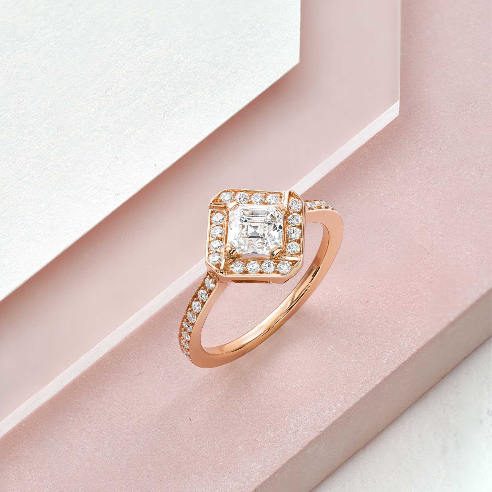 Rose gold square wedding on sale rings