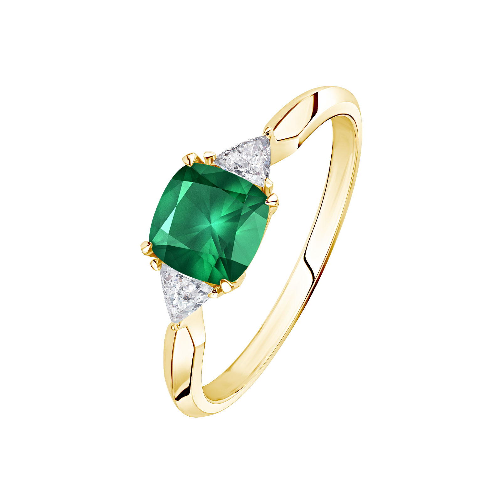 Ring Yellow gold Emerald and diamonds Kennedy 1