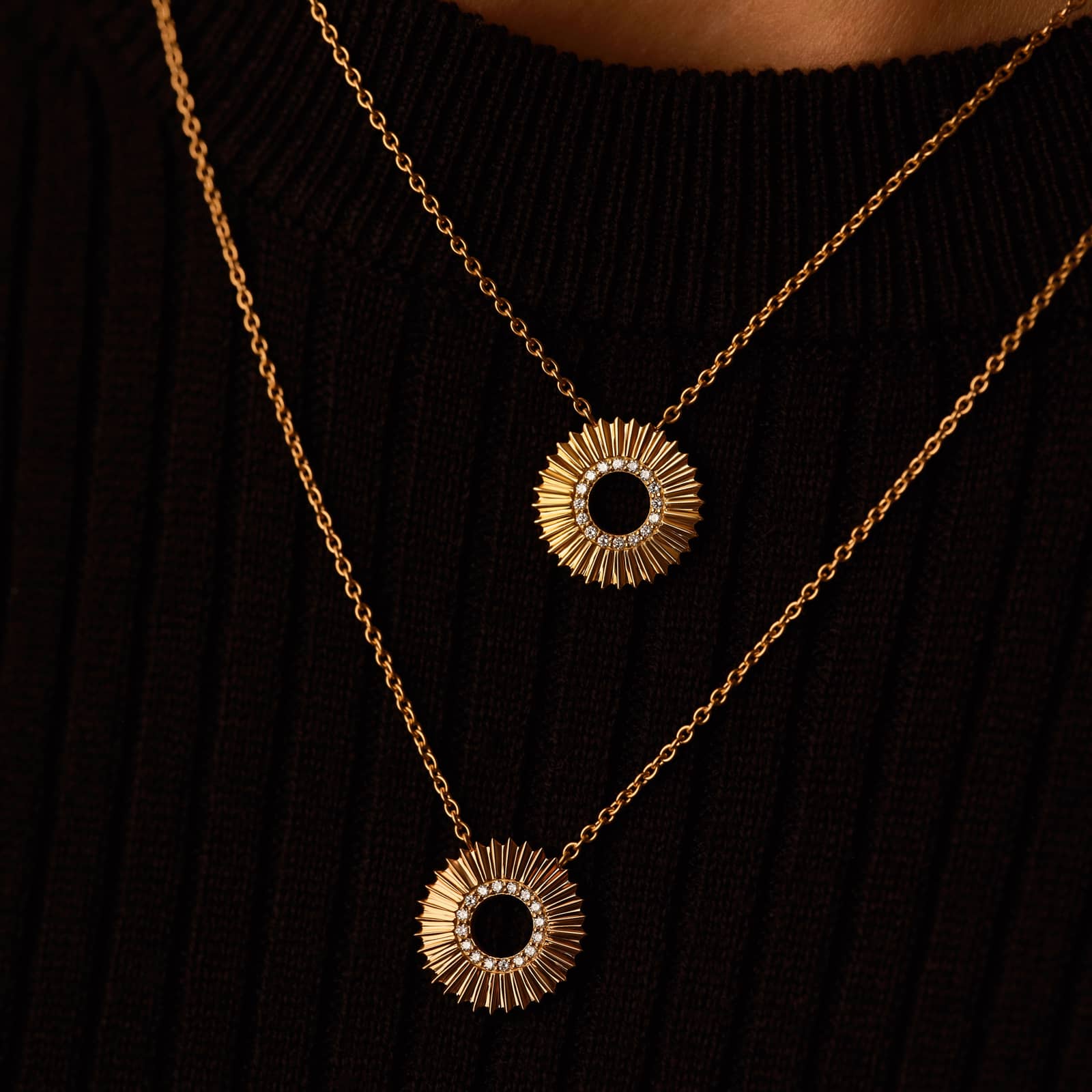 ペンダント 18金ピンクゴールド ダイヤモンド Entaille Rayons