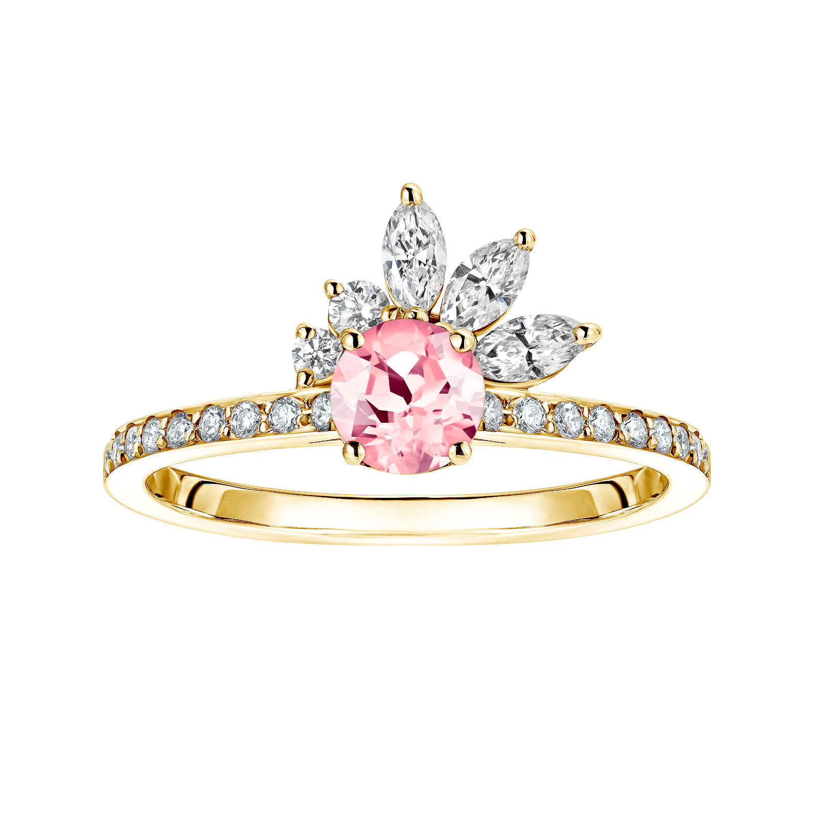 Ring Yellow gold Tourmaline and diamonds Little EverBloom Pavée 1