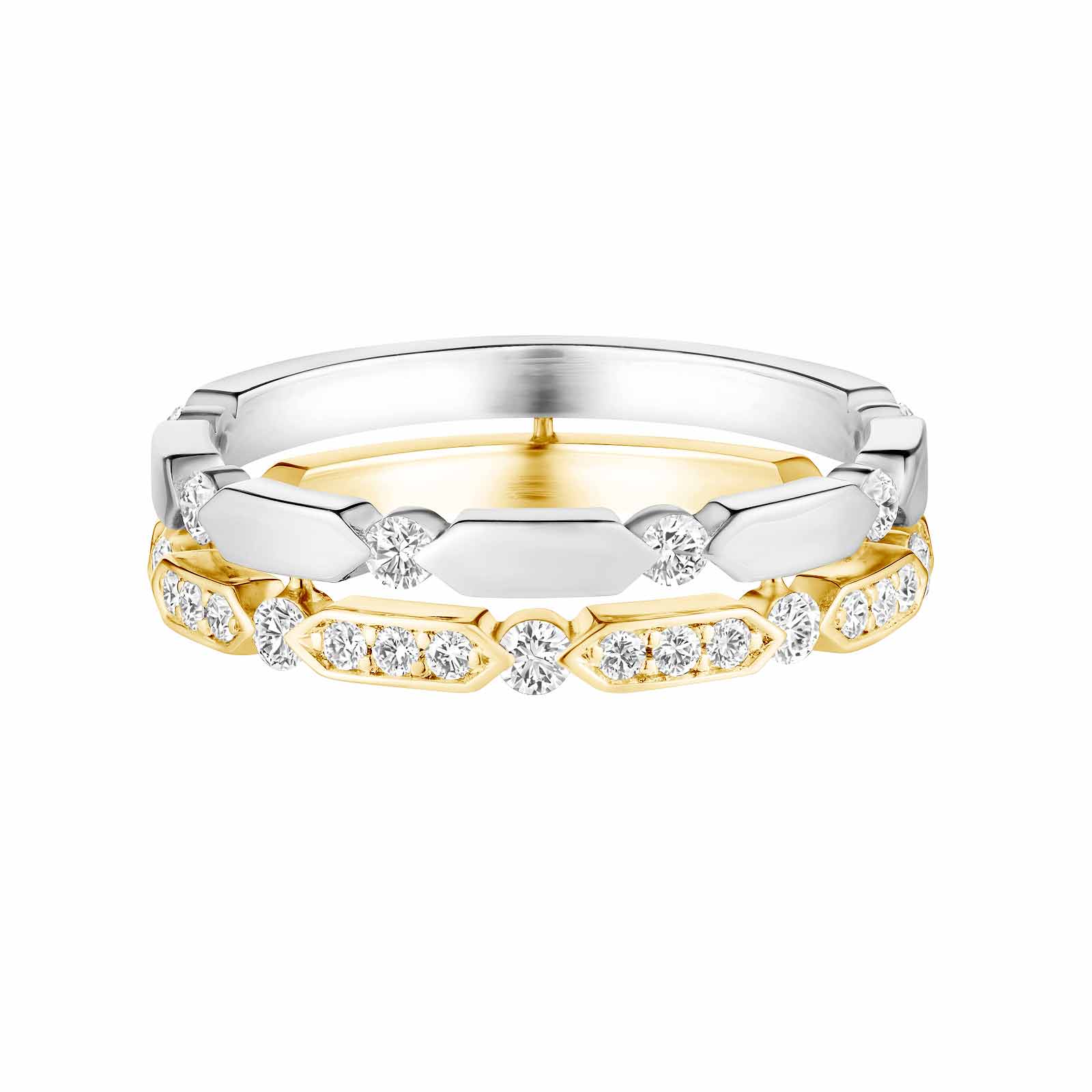 Ring Weiß- und Gelbgold Diamant MET Duo M 1