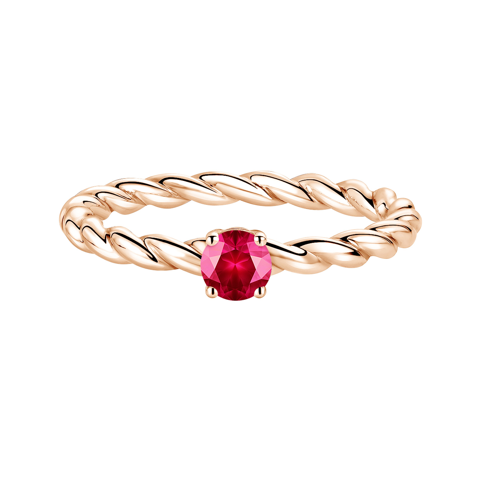 Ring Rose gold Ruby and diamonds Capucine 4 mm 1