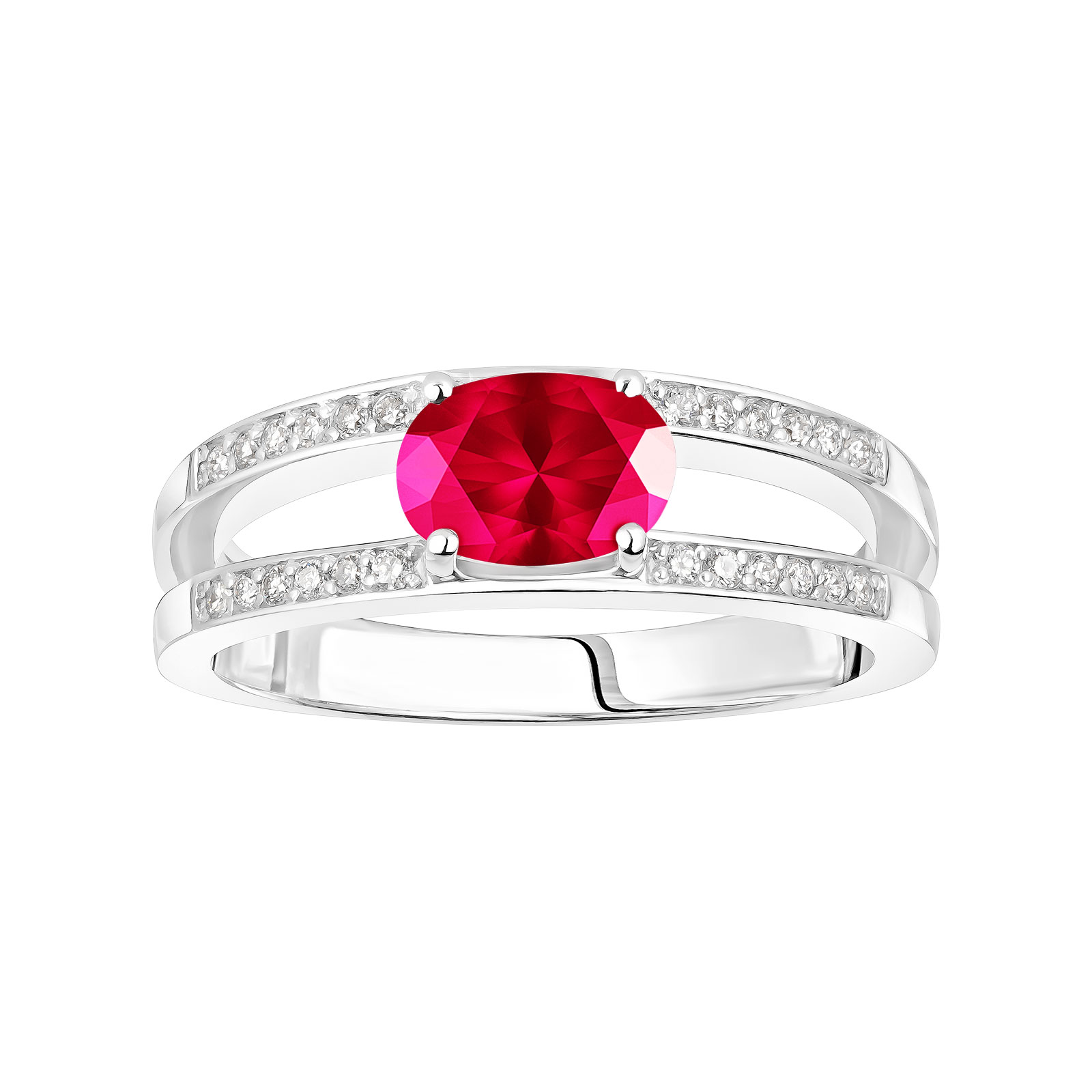 Ring White gold Ruby and diamonds Cassandra 1