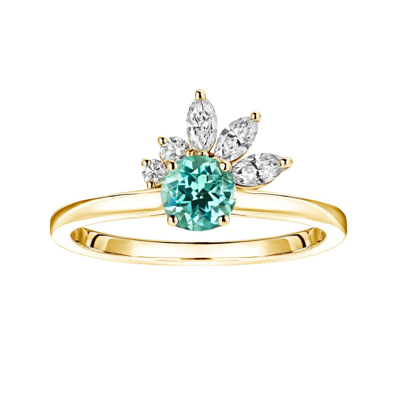 Bague Or jaune Tourmaline Mint et diamants Little EverBloom 1