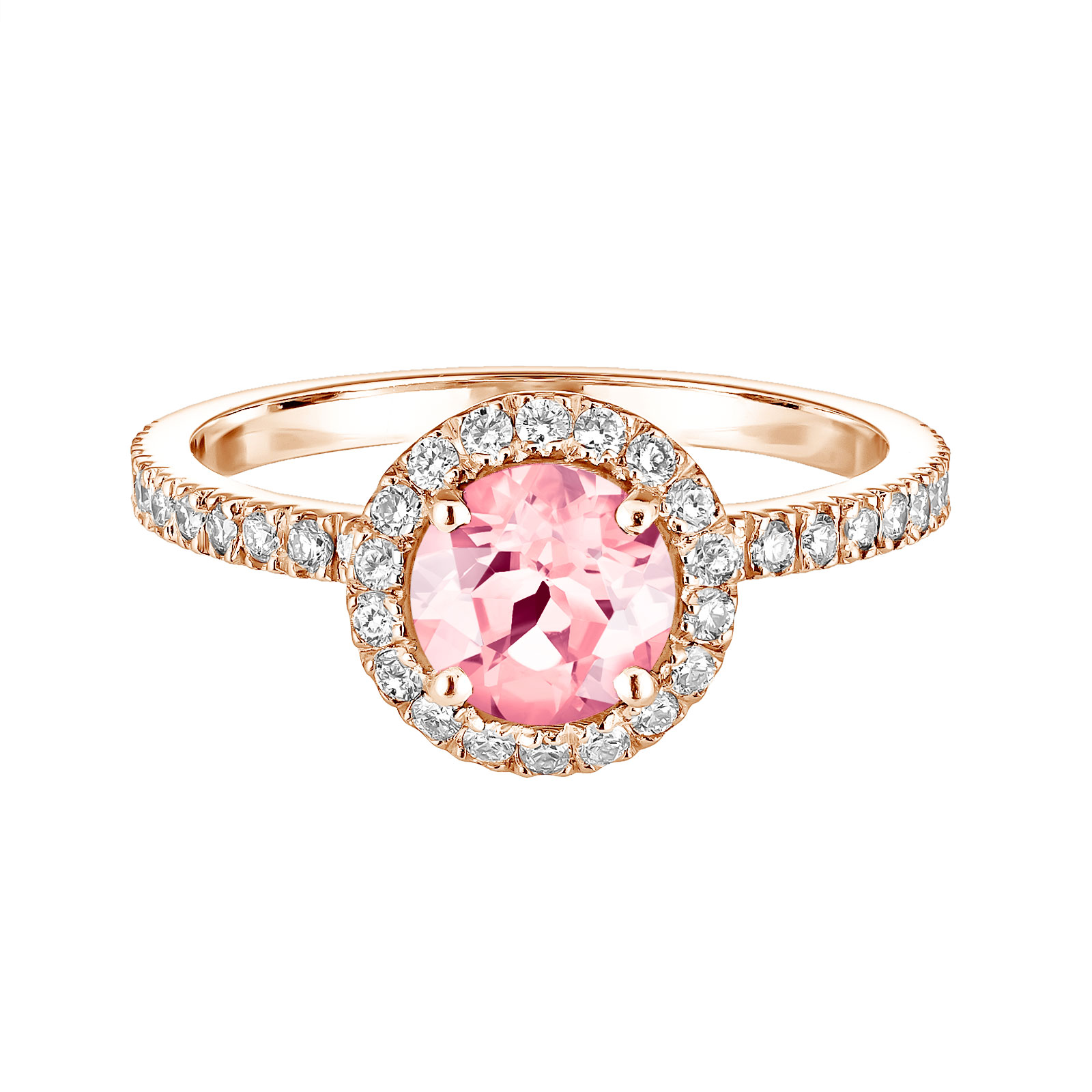 Bague Or rose Tourmaline et diamants Rétromantique L Pavée 1