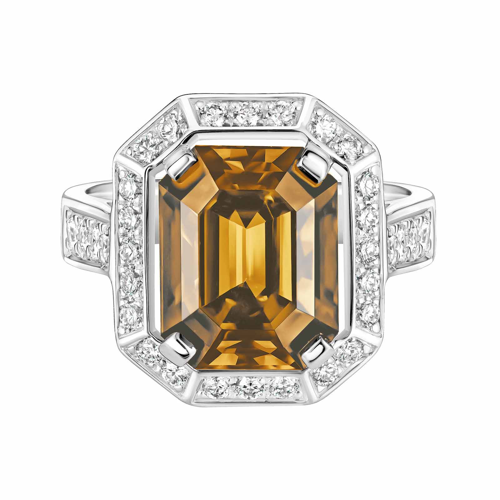 Ring Weißgold Chrysoberyl und diamanten Art Déco Prima 1