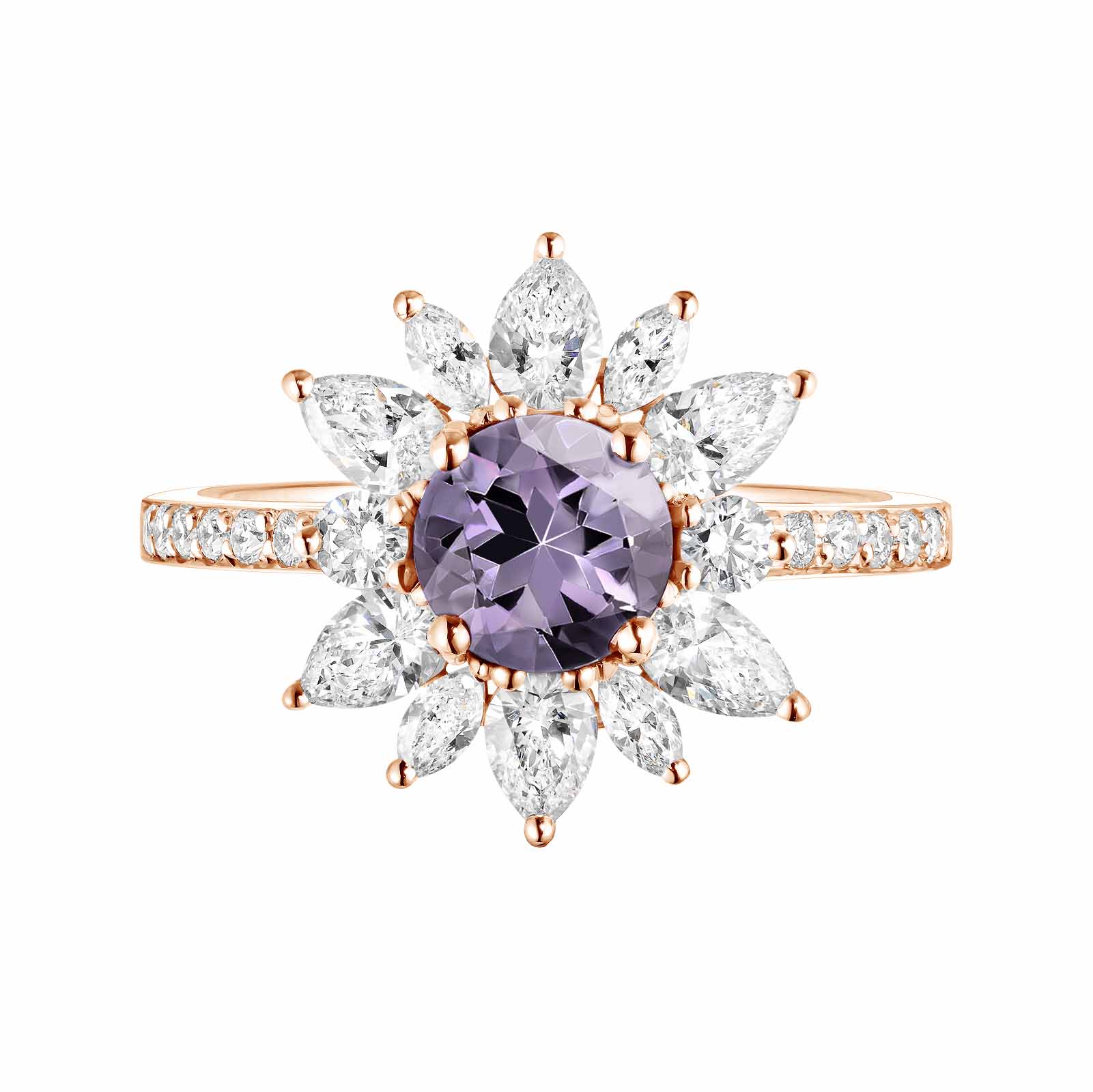 Ring Rose gold Lavender Spinel and diamonds EverBloom Prima 1