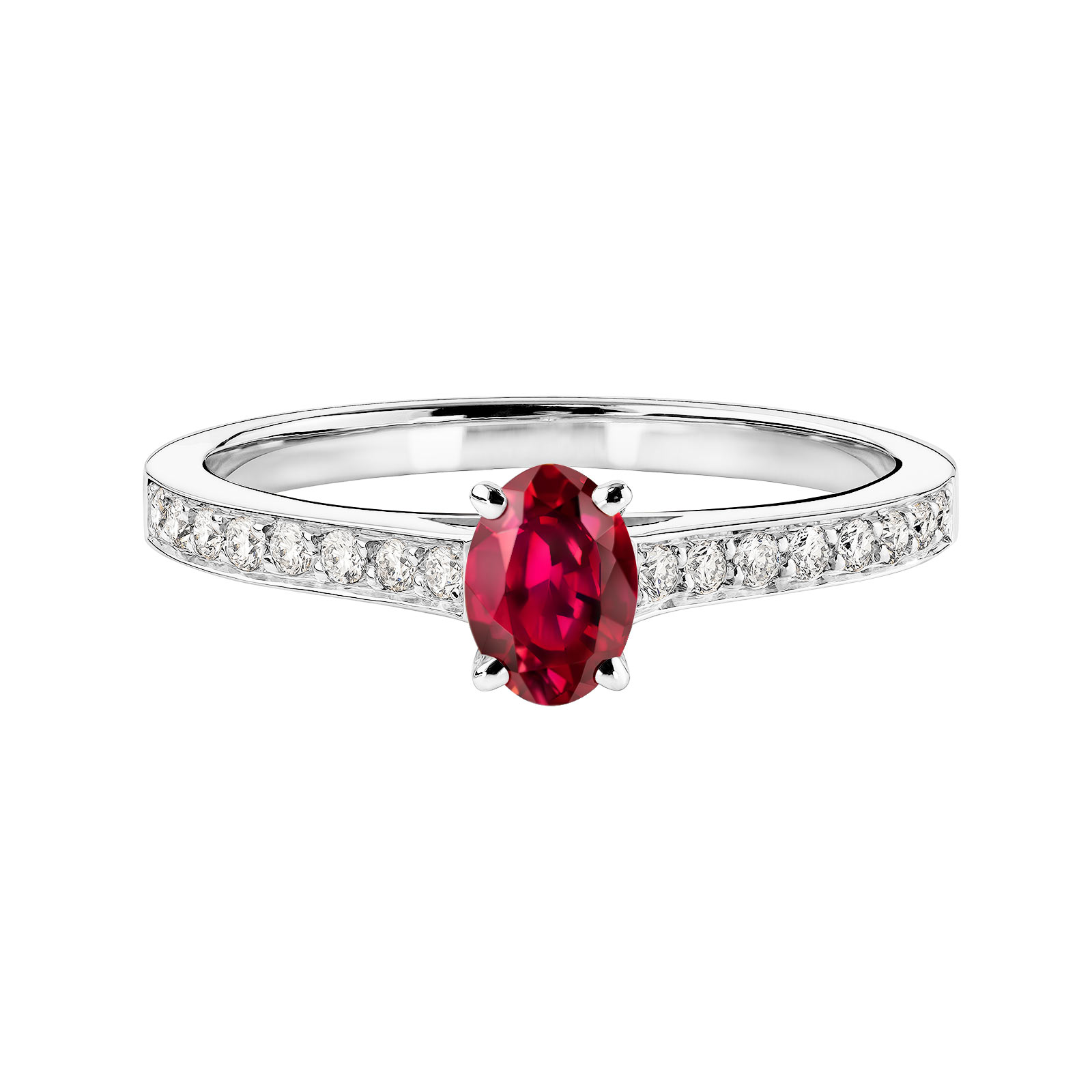 Bague Or blanc Rubis et diamants Lady Ovale Pavée 1