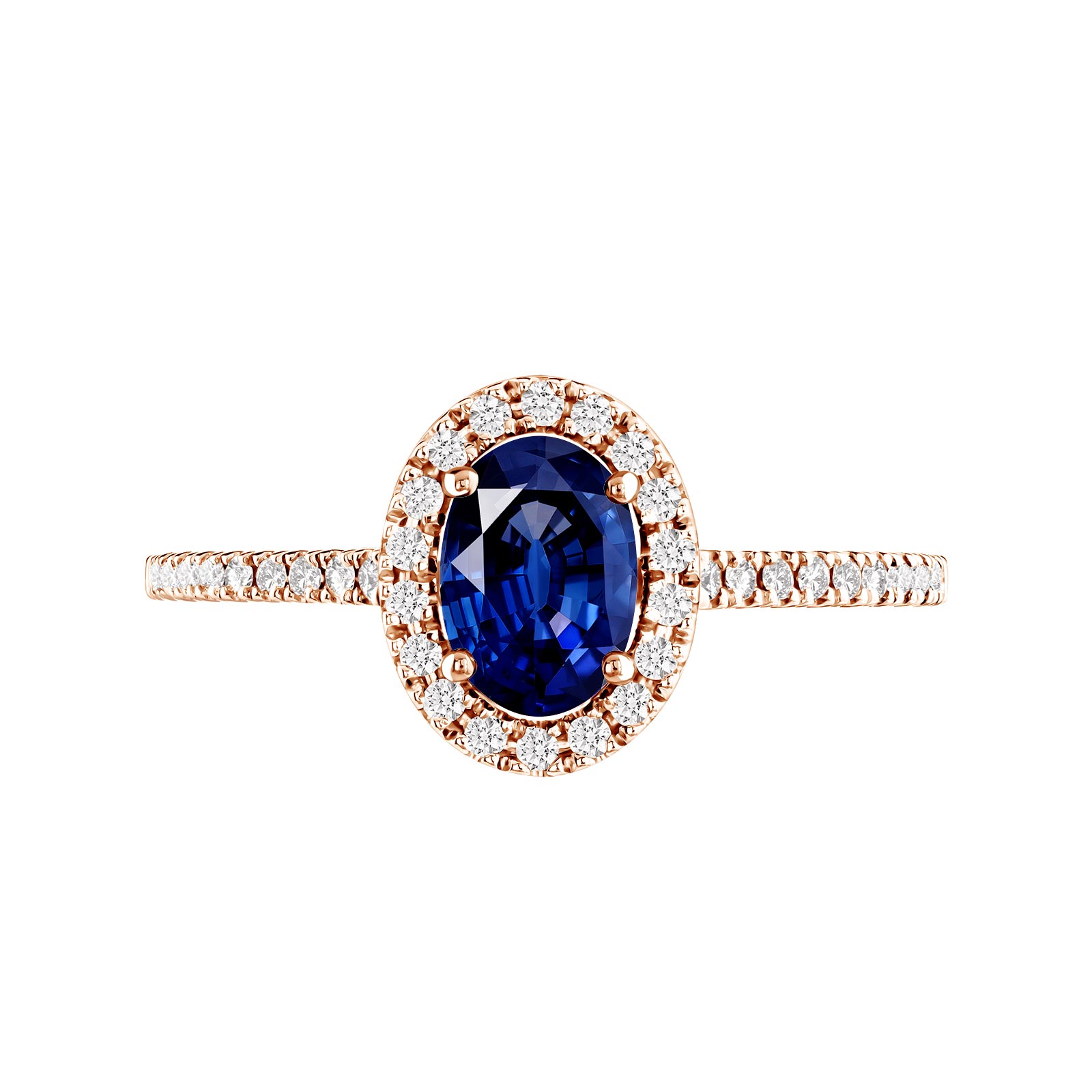 Ring Rose gold Sapphire and diamonds Rétromantique Ovale Pavée 1