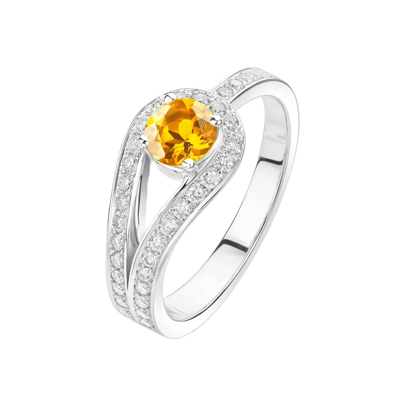 Bague Platine Citrine et diamants Romy 1